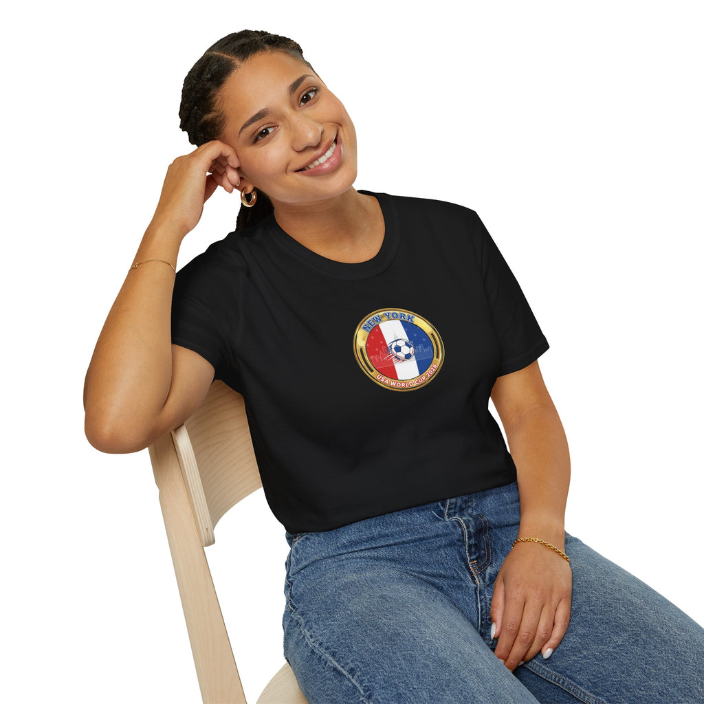 New York Host City World Cup 2026 Soccer Crest T-Shirt — Flag Emblem Football Tee