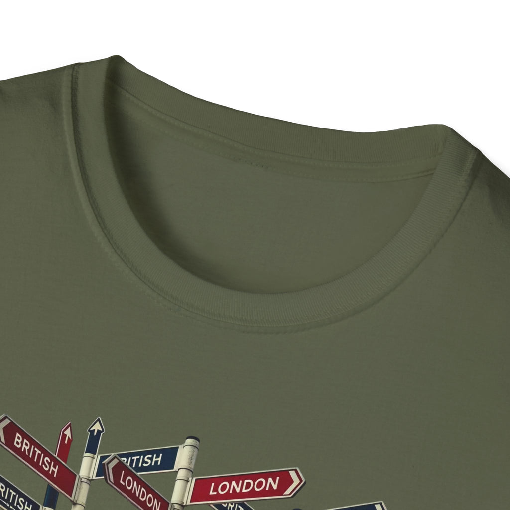 London Street Signs T-Shirt — Vintage Union Jack Directional Graphic