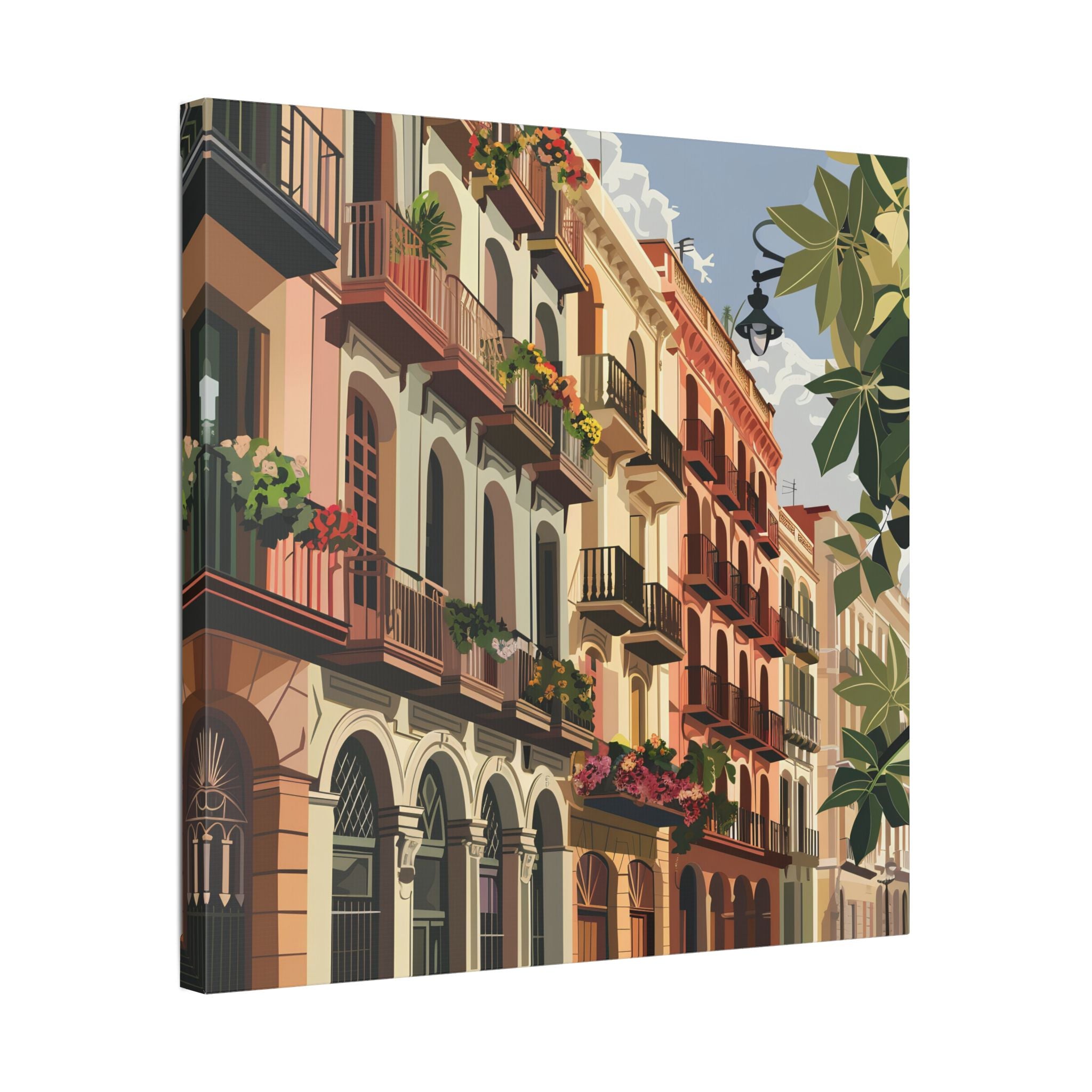 Mediterranean Balcony Street Canvas