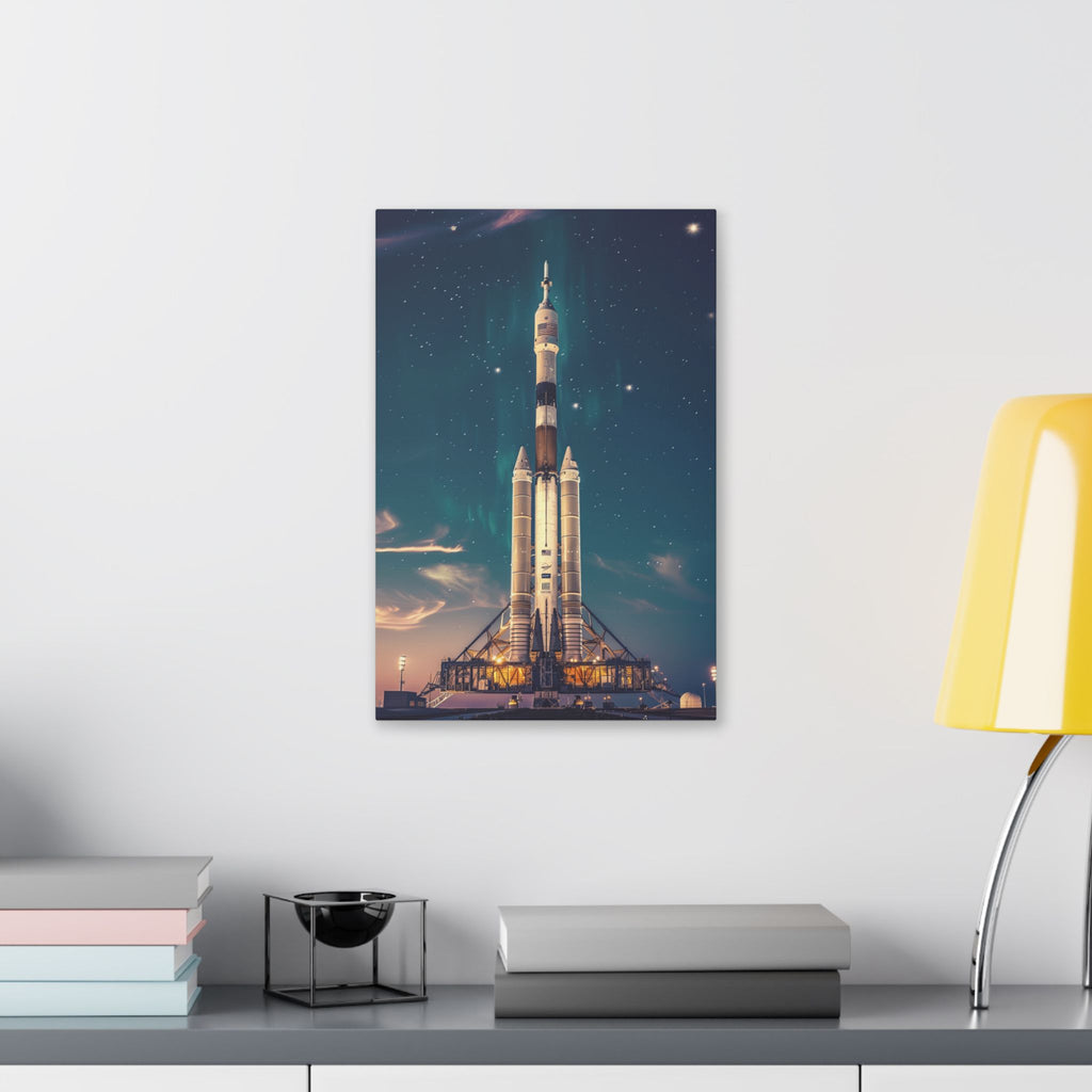 NASA Space Centre - Space Rocket Canvas Print — Vintage Saturn Launch Wall Art