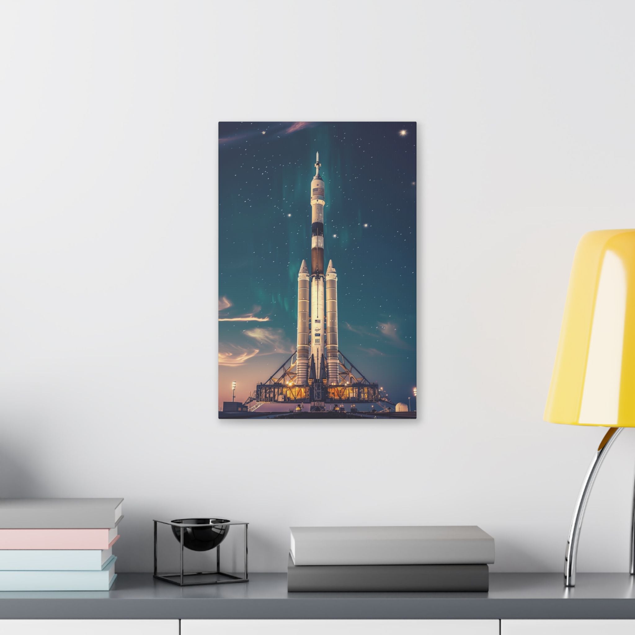 NASA Space Centre - Space Rocket Canvas Print — Vintage Saturn Launch Wall Art