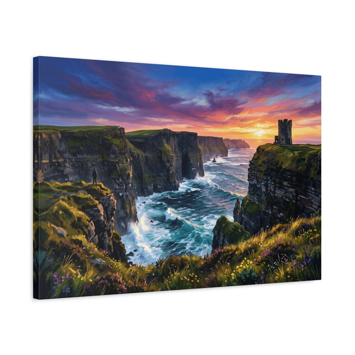 Cliffs of Moher - Ireland - Sunset Canvas Wall Art — Dramatic Coastal Landscape Stretched Canvas