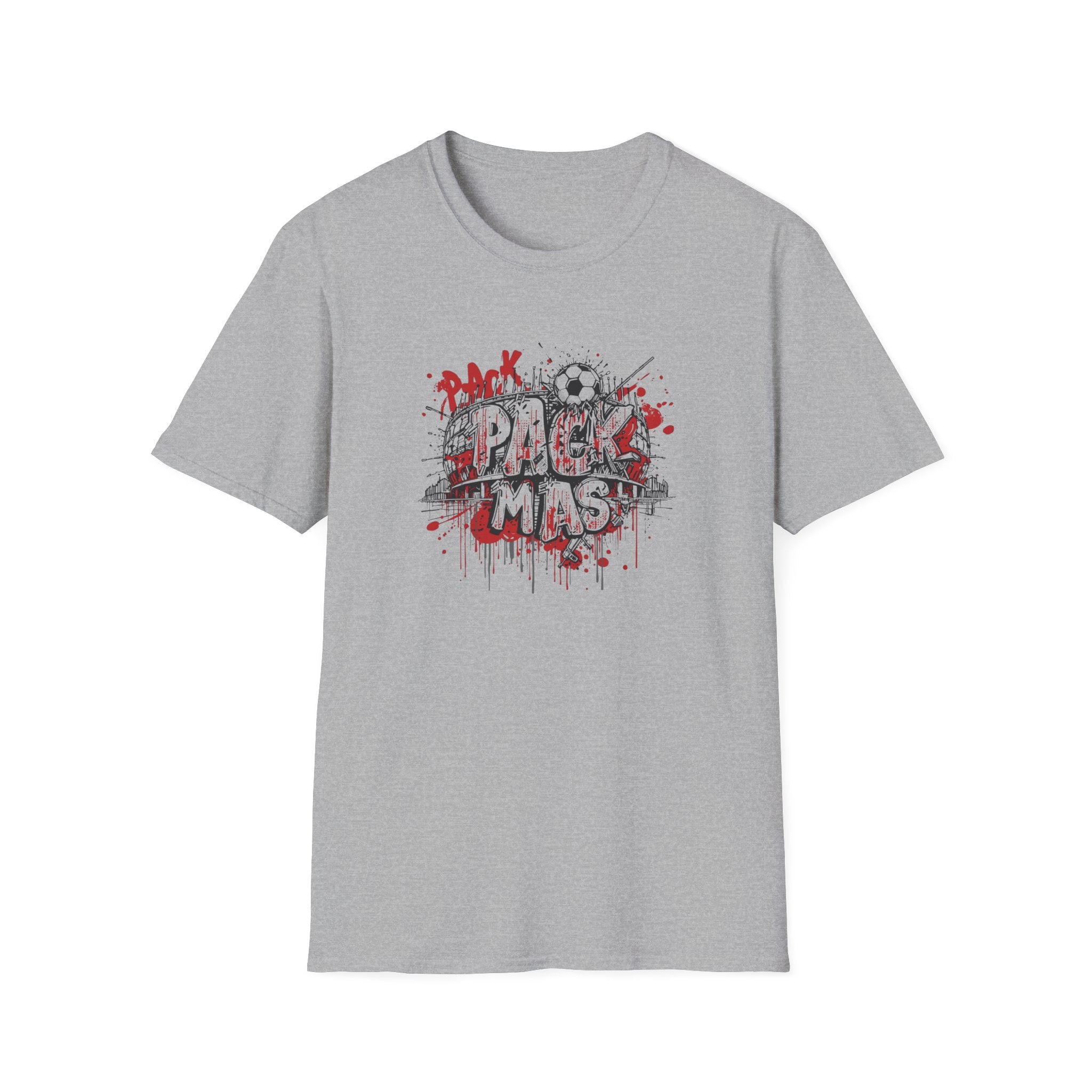 Pack Mas T-Shirt | Skull Mask Illustration, Horror Dripping Text