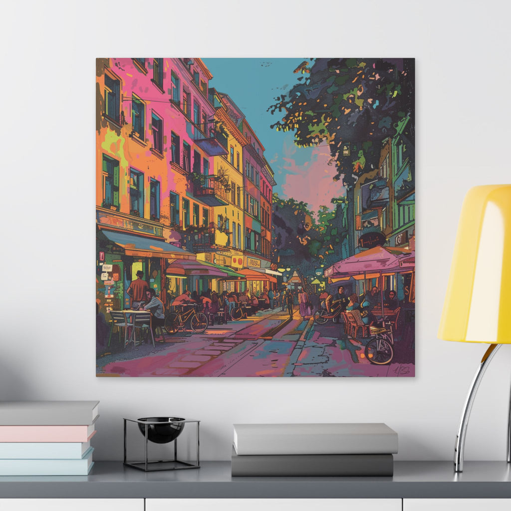 Berlin Kreuzberg neighbourhood - Vibrant European Street Cafe Canvas