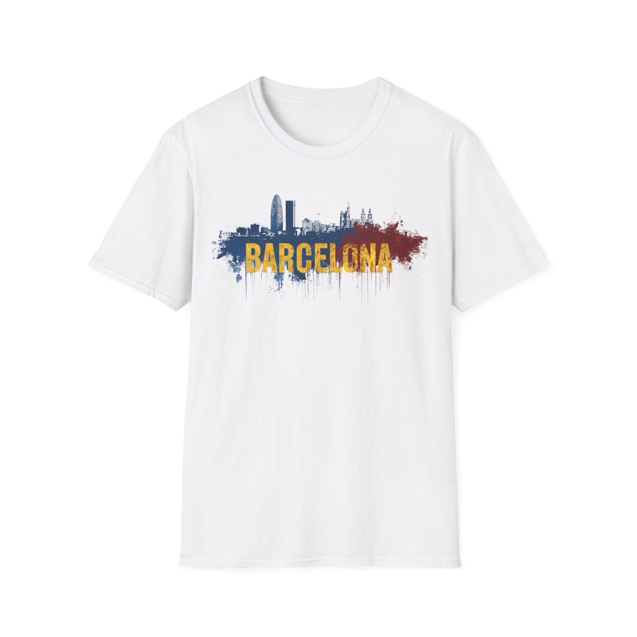 Barcelona skyline paint splash T-Shirt | Spanish city travel tee