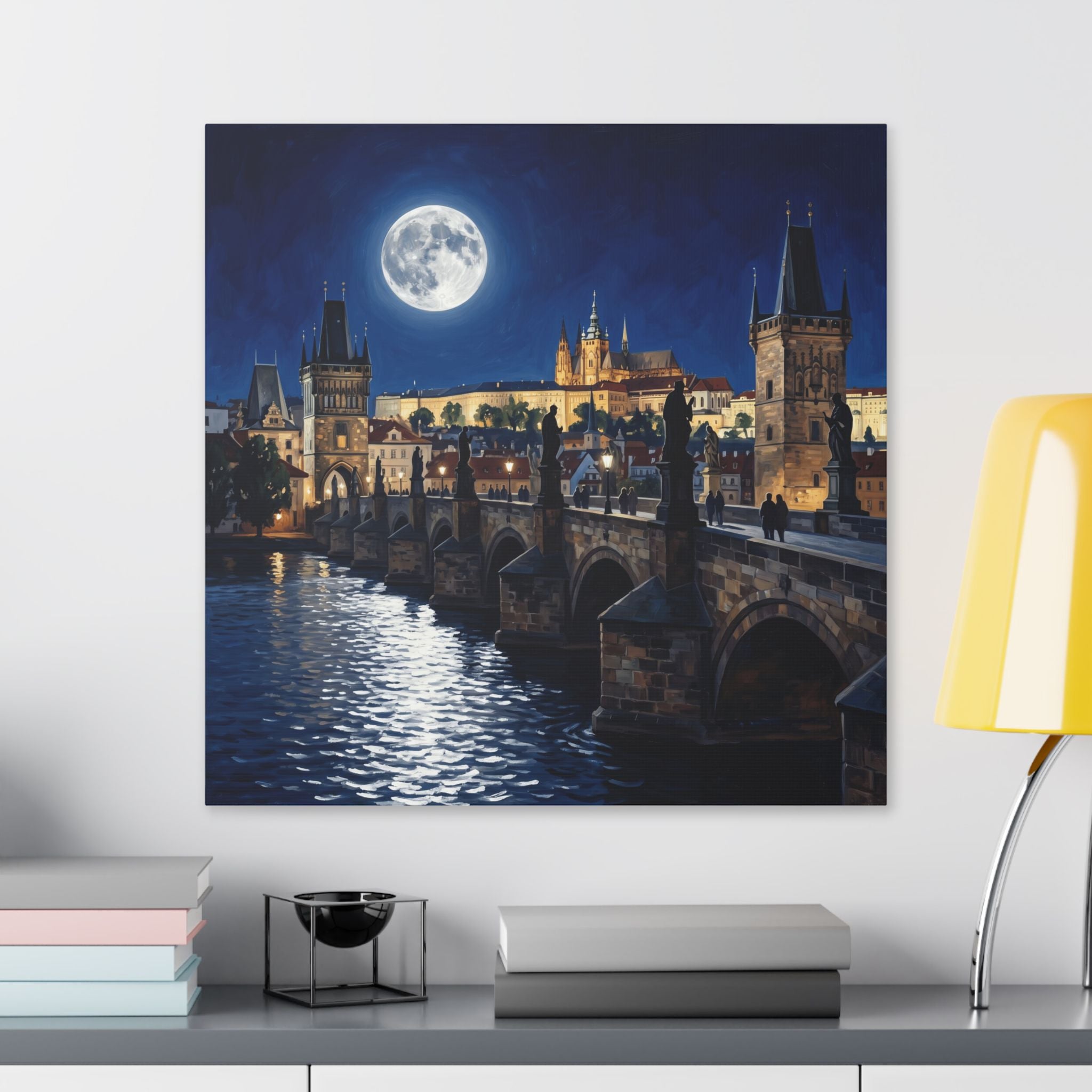 Prague Moonlit Bridge Canvas