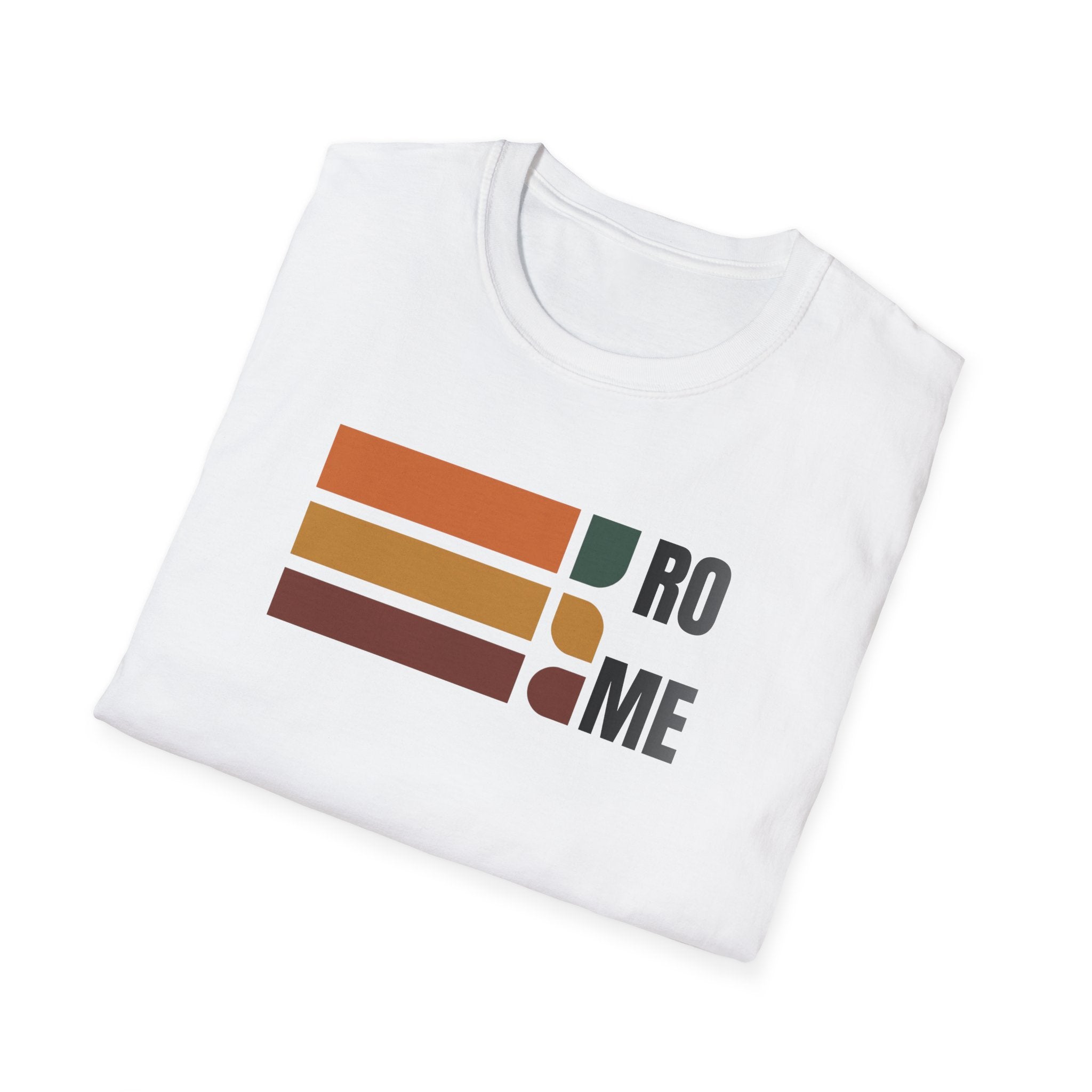 Rome Retro Stripes T-Shirt | Vintage Color Block Typography