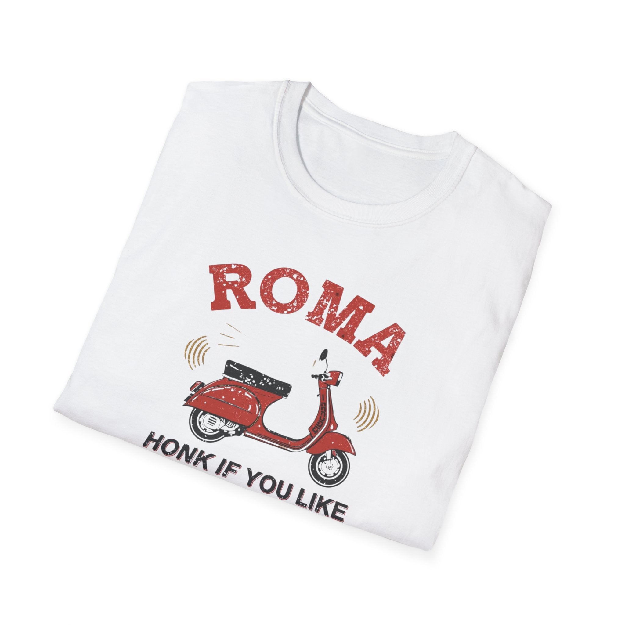 Roma Scooter T‑Shirt — "Honk If You Like Silence" Vintage Vespa Tee
