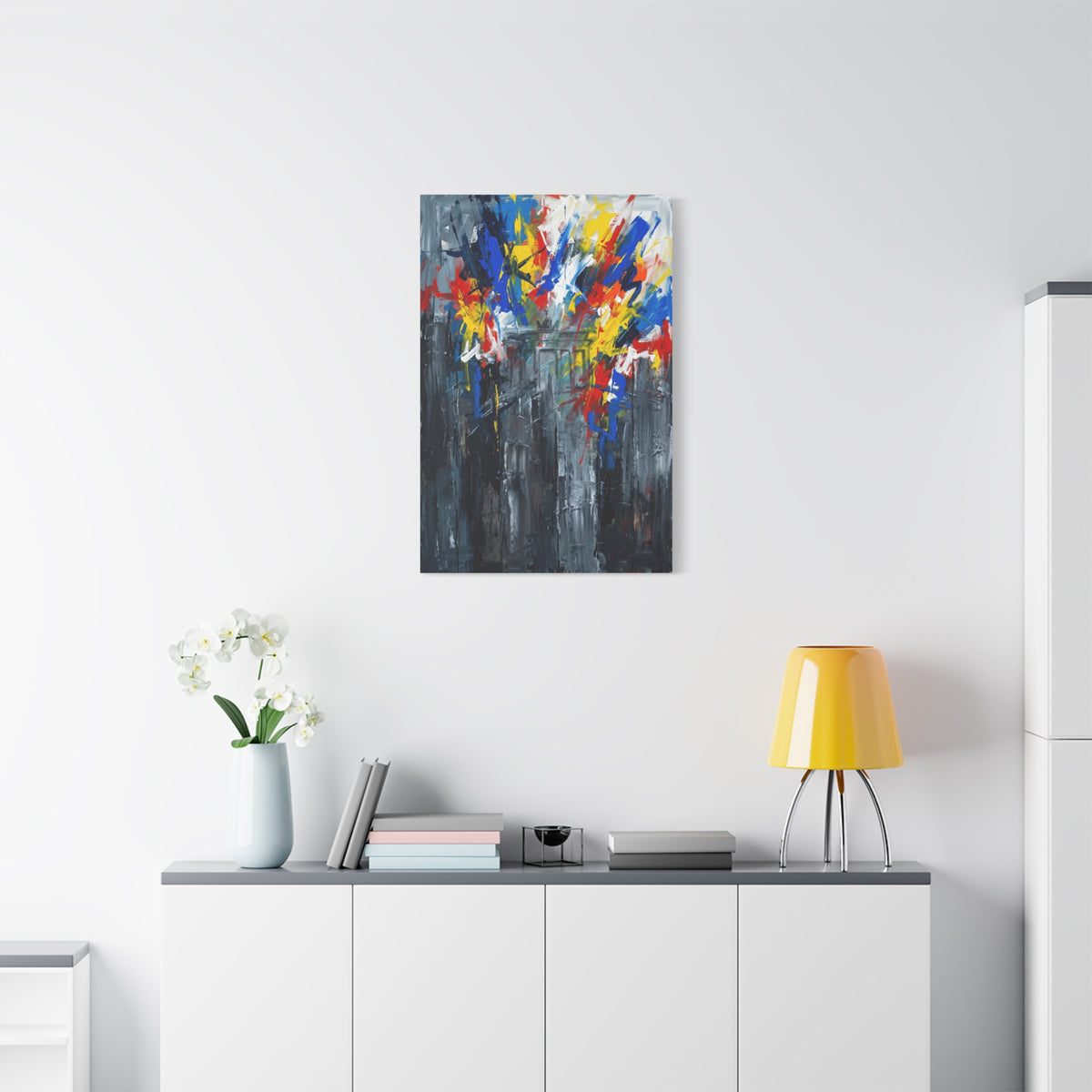 Abstract Cityscape Canvas Print showing Berlin hisotry — Colorful Modern Stretched Wall Art