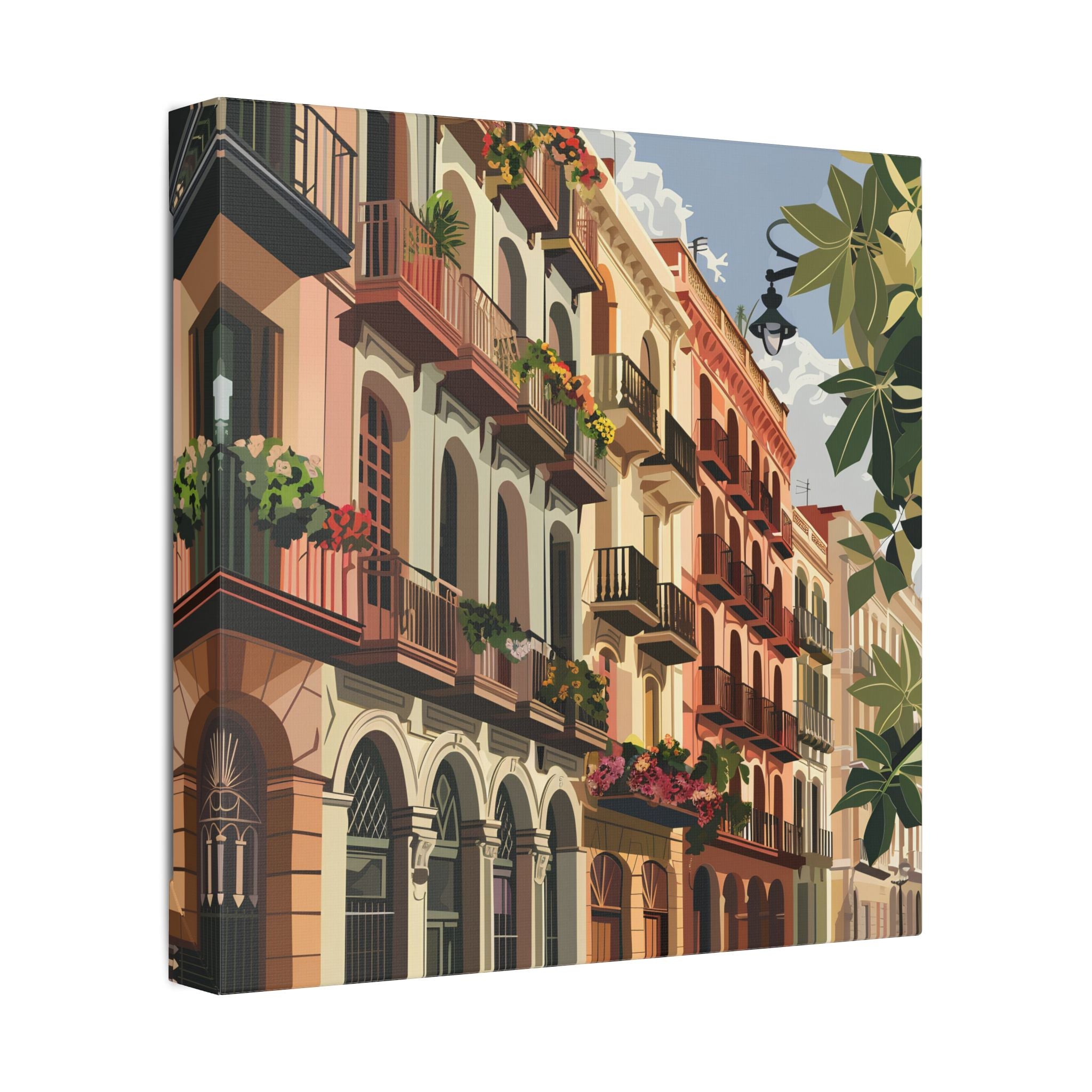 Mediterranean Balcony Street Canvas