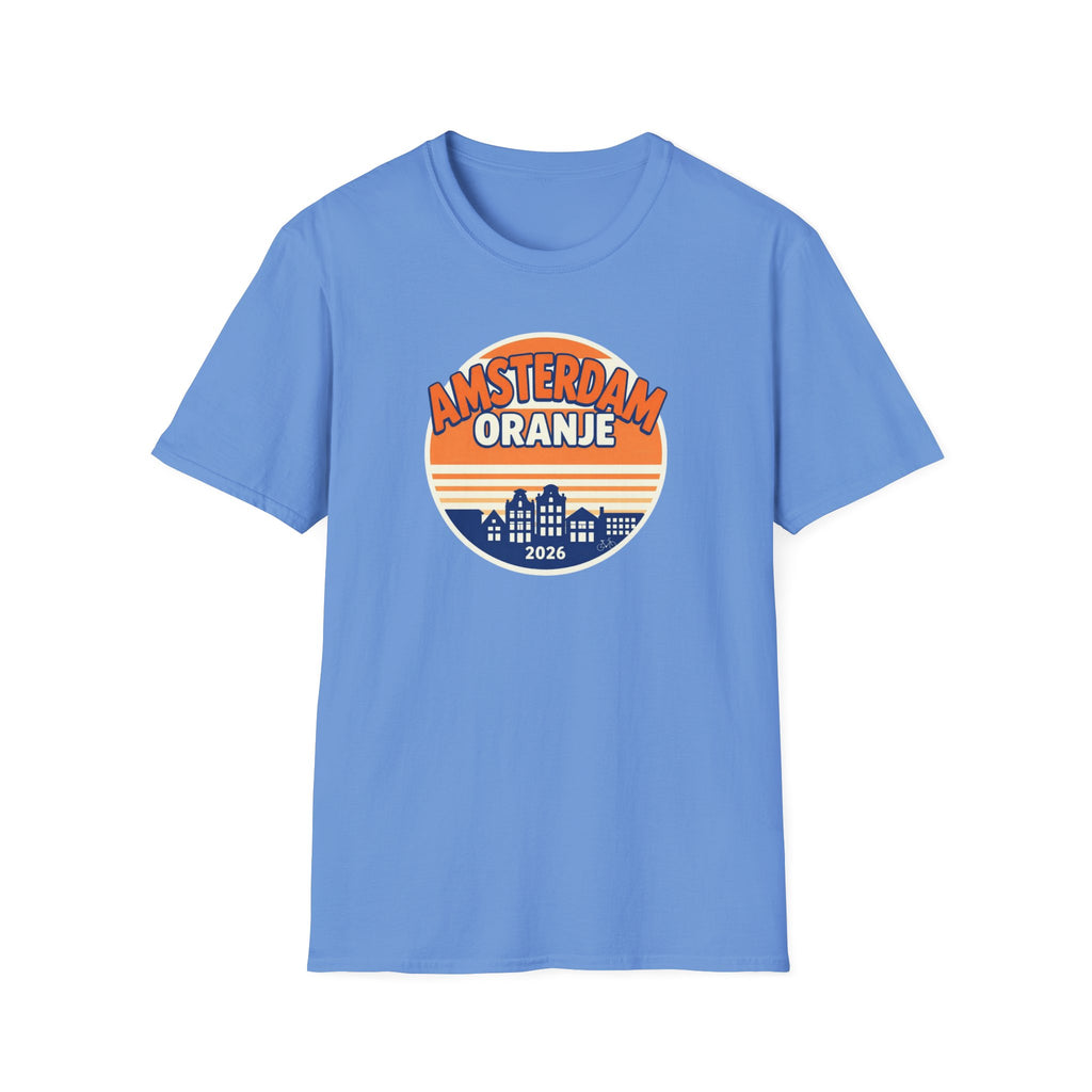 Amsterdam Oranje Vintage Skyline T-Shirt — 2026 Dutch Pride Tee