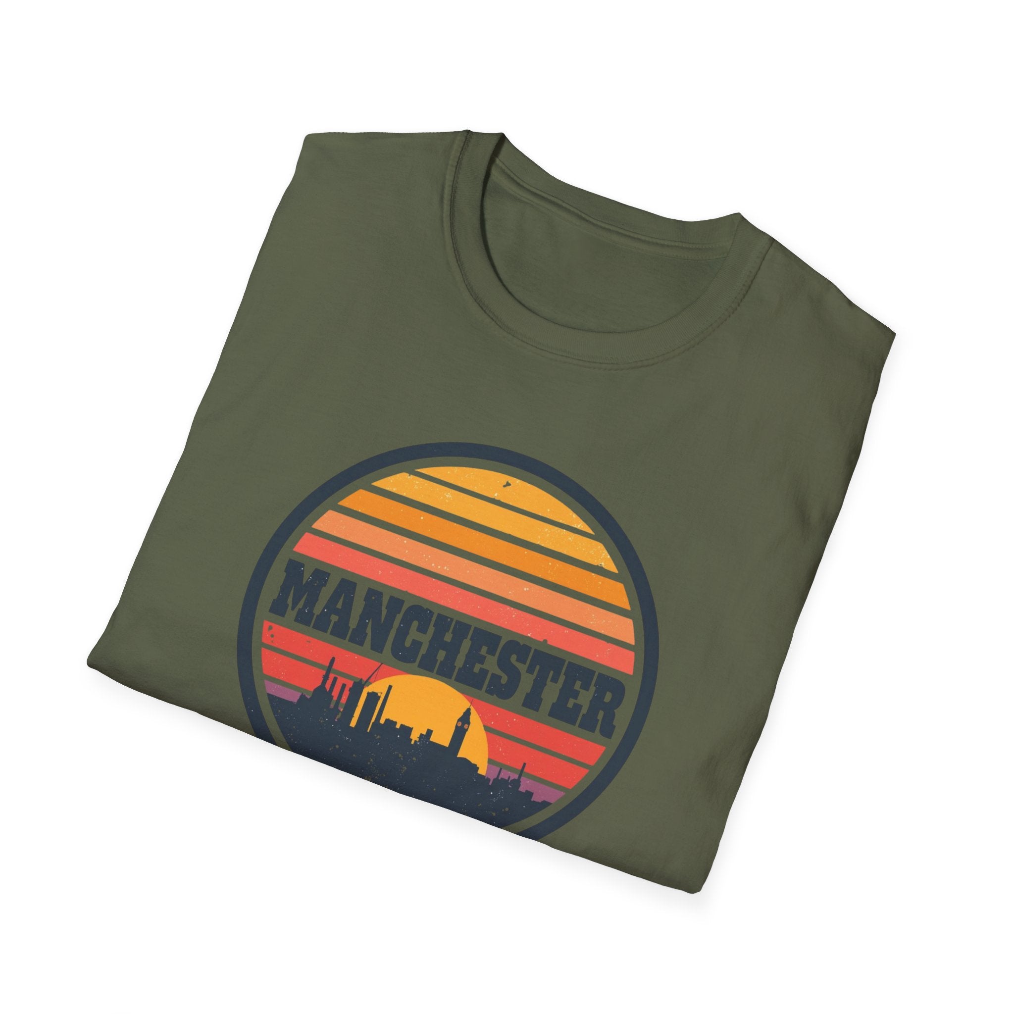 Manchester Skyline T‑Shirt — Retro Sunset City Tee