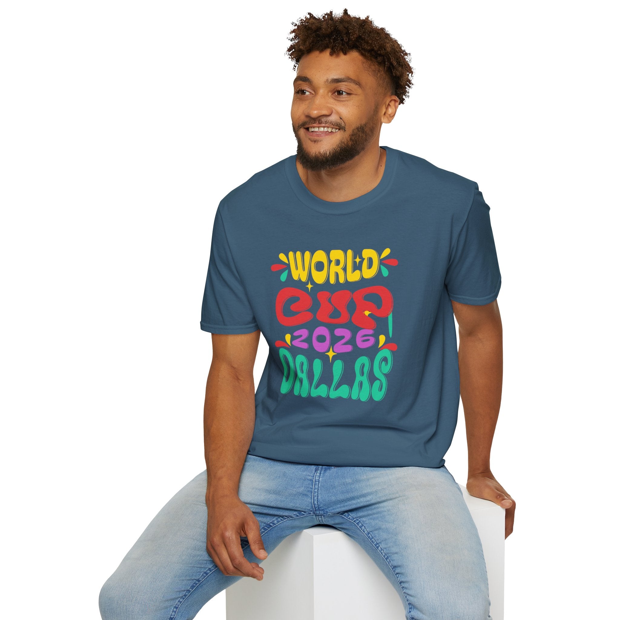 World Cup 2026 Dallas T-Shirt — Colorful Retro Soccer Fan Tee