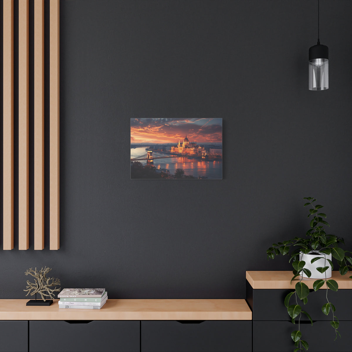 Budapest Parliament at Sunset — Classic Stretched Canvas Wall Art