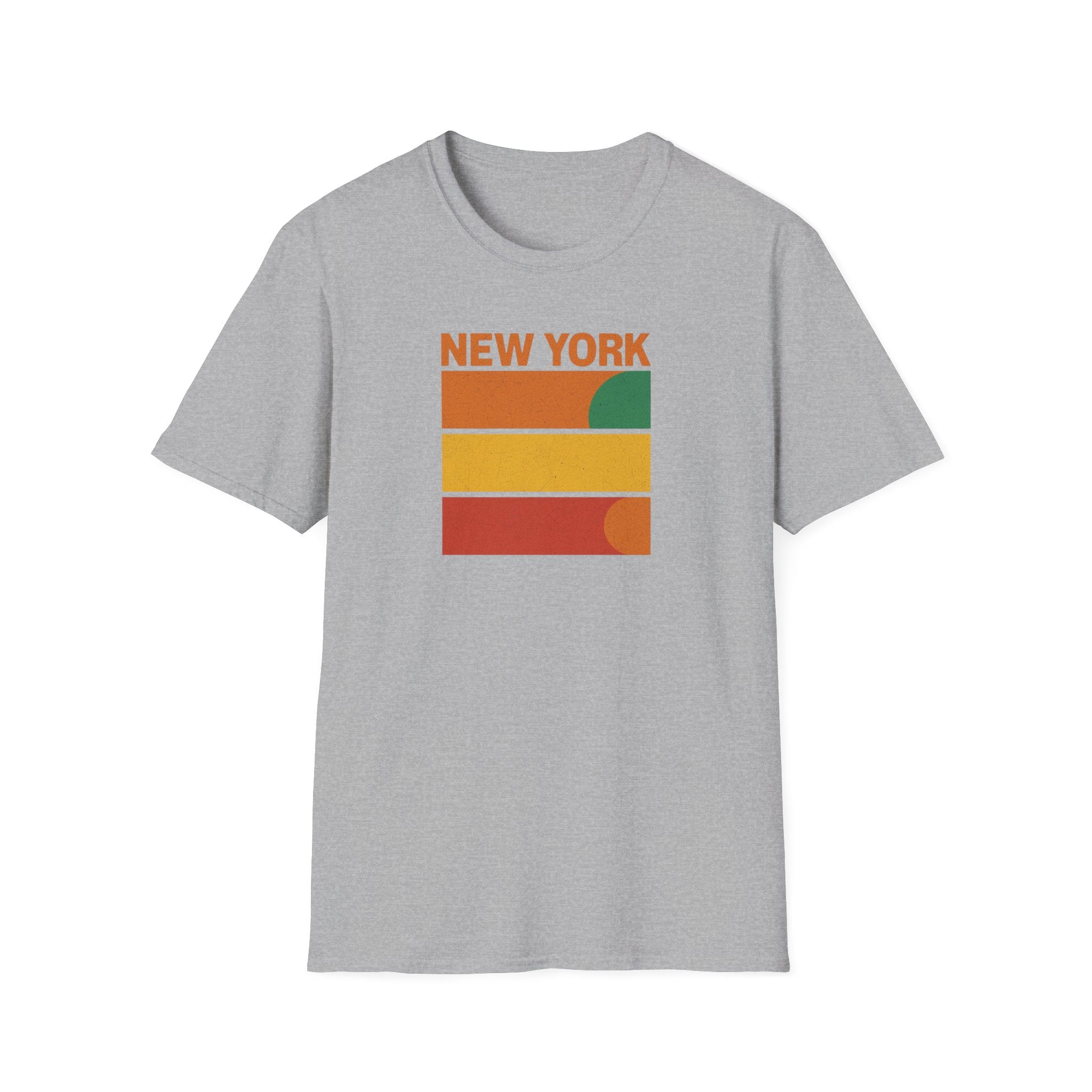 New York Sunset T-Shirt | Retro Stripes City Graphic