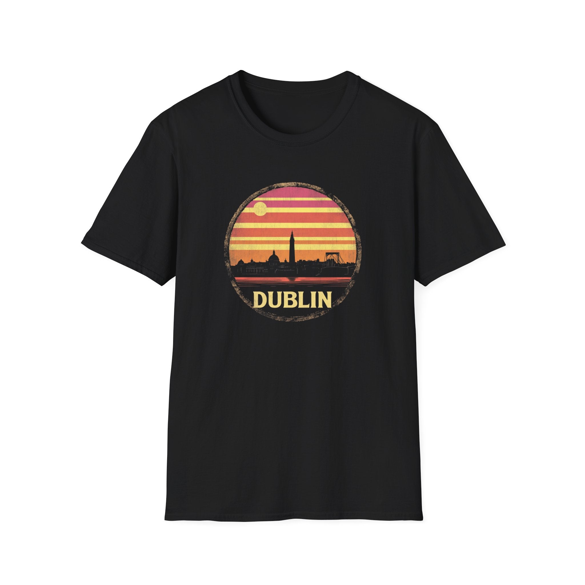 Dublin Skyline T-Shirt — Retro Sunset Irish Travel Tee