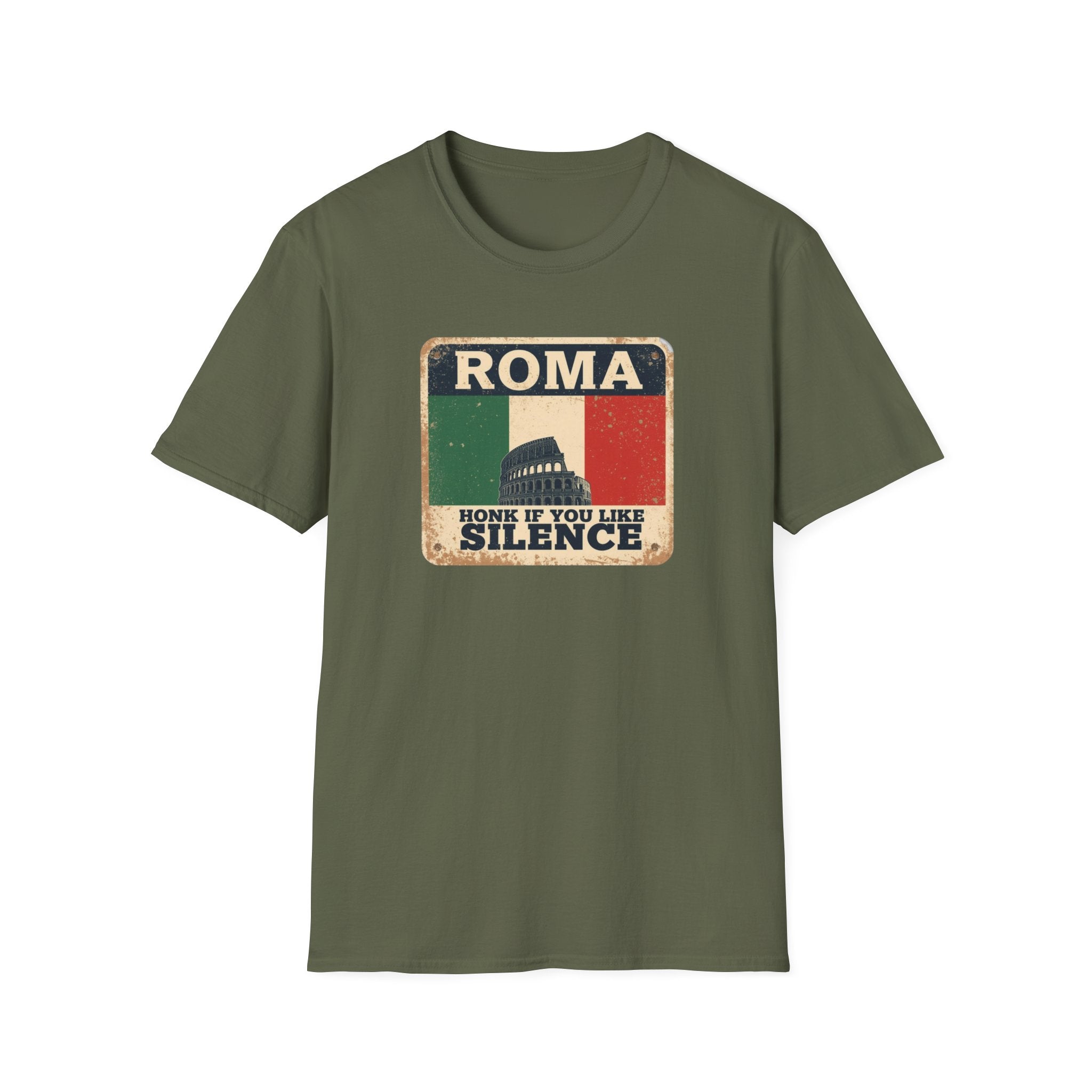 Roma Vintage Italy T-Shirt — "Honk If You Like Silence" Retro Rome Tee