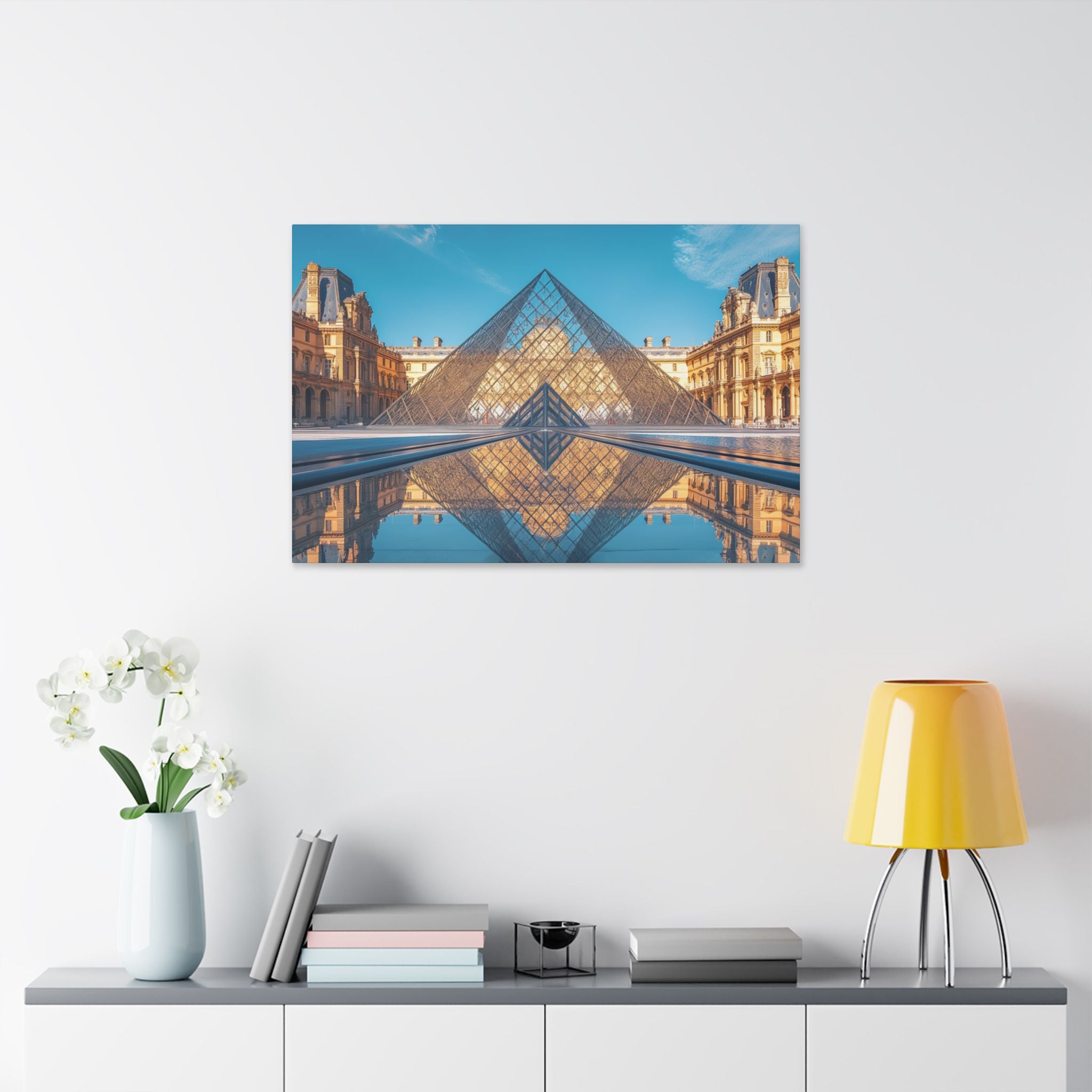 Louvre Glass Pyramid Canvas Print — Paris Travel Wall Art