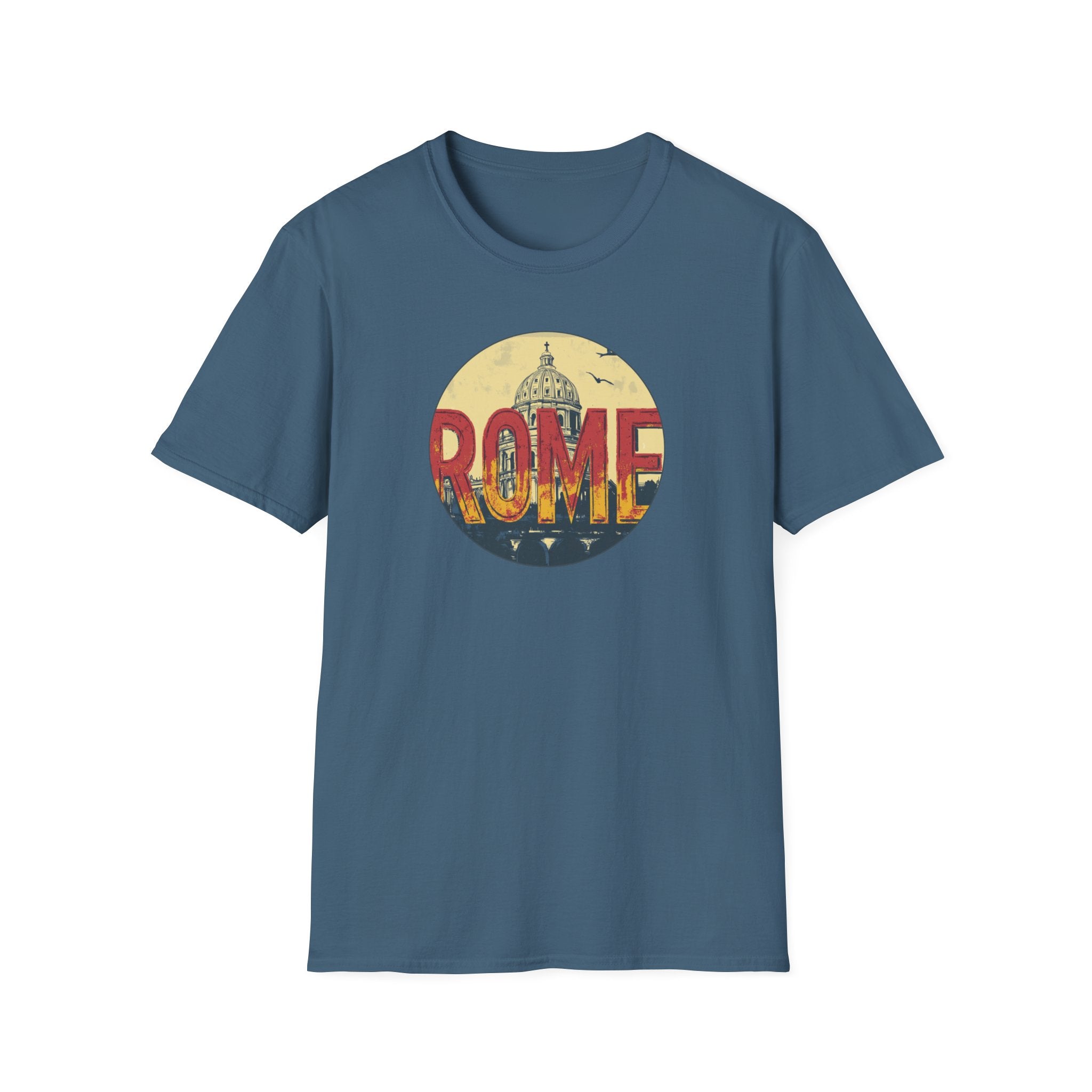 Rome skyline circle graphic T-Shirt | Vatican St. Peter dome vintage travel design
