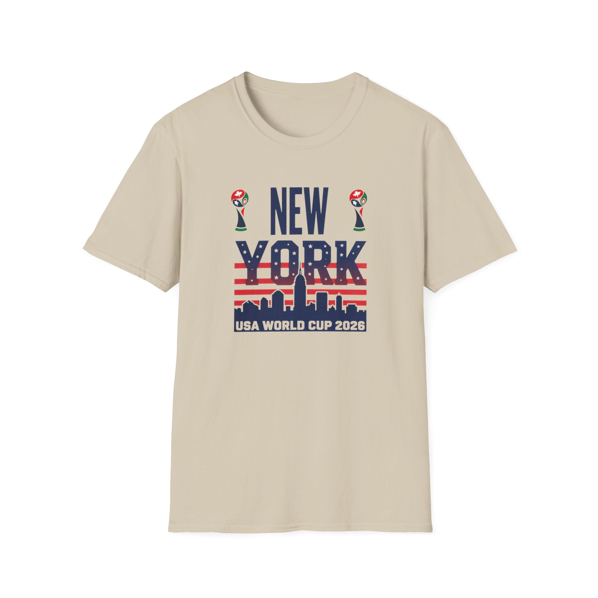New York USA World Cup 2026 T-Shirt — American Flag Skyline Soccer Tee