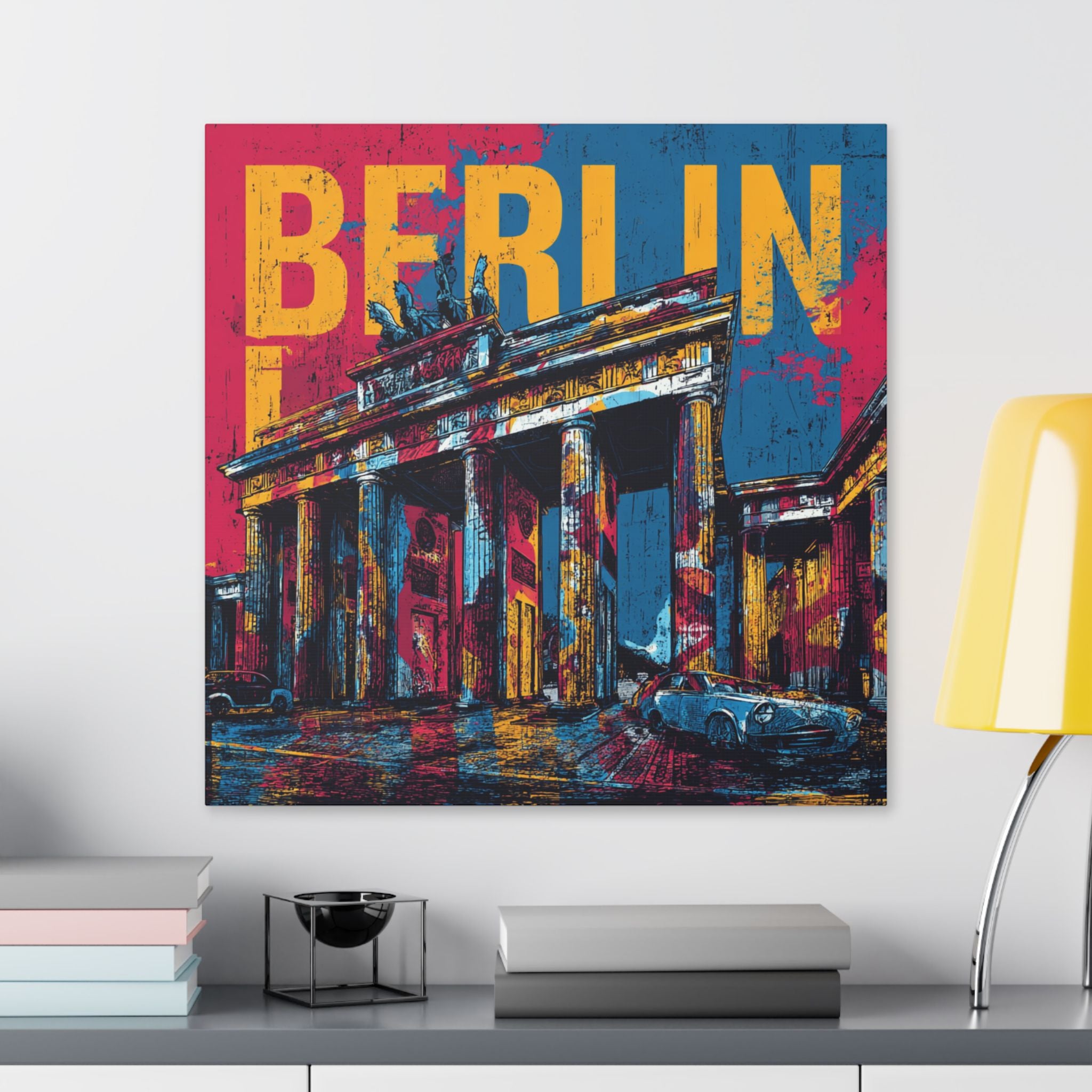 Berlin Pop Art Canvas Wall Art — Colorful Brandenburg Gate Stretched Canvas