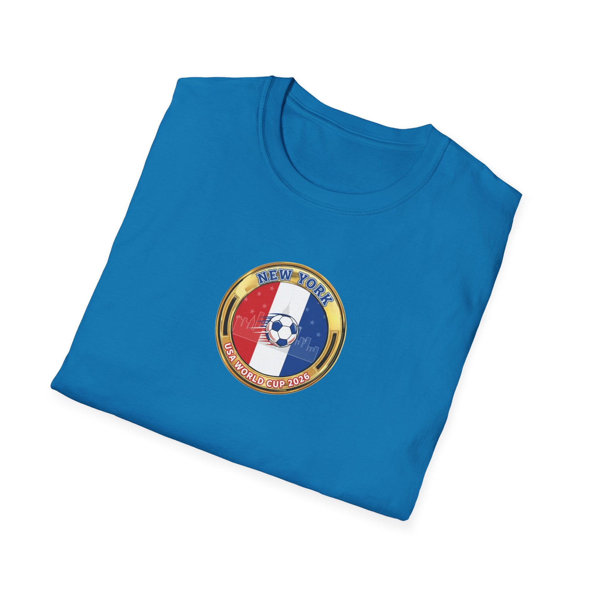 New York Host City World Cup 2026 Soccer Crest T-Shirt — Flag Emblem Football Tee