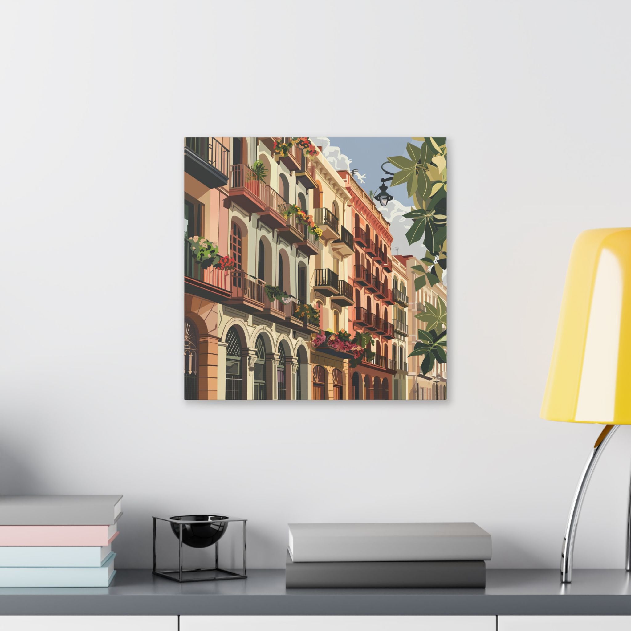 Mediterranean Balcony Street Canvas
