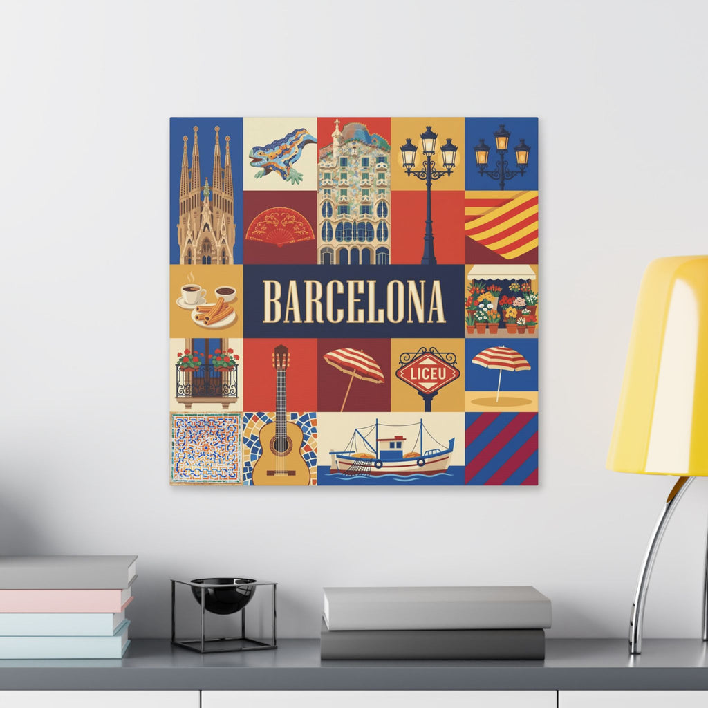 Barcelona Travel Collage Canvas
