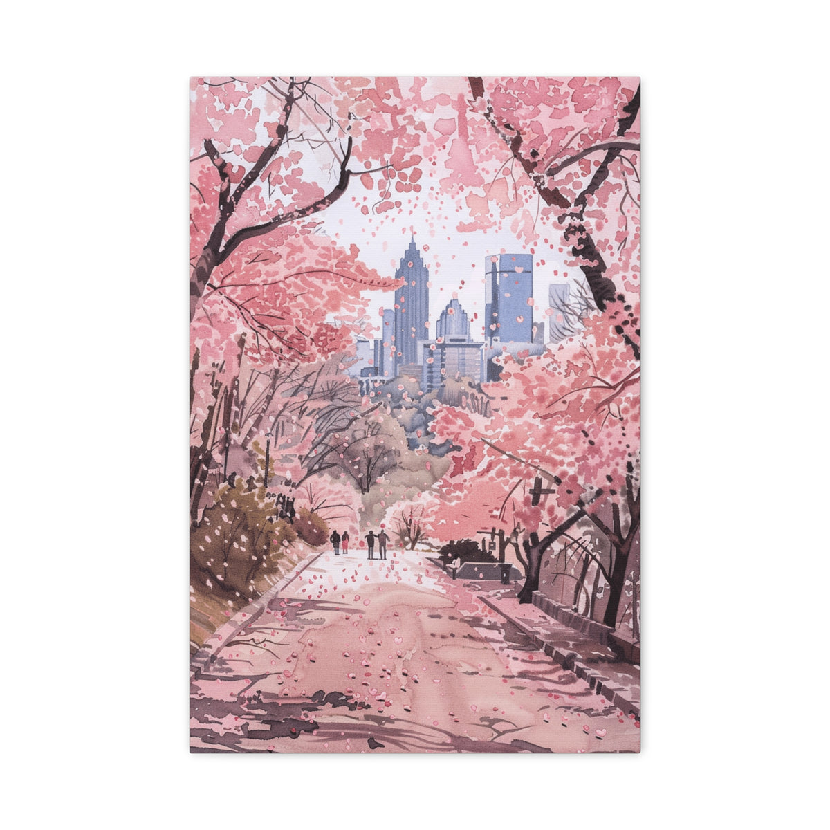 Atlanta Piedmont Park - Georgia - Cherry Blossom Cityscape Canvas - Bank of America Plaza