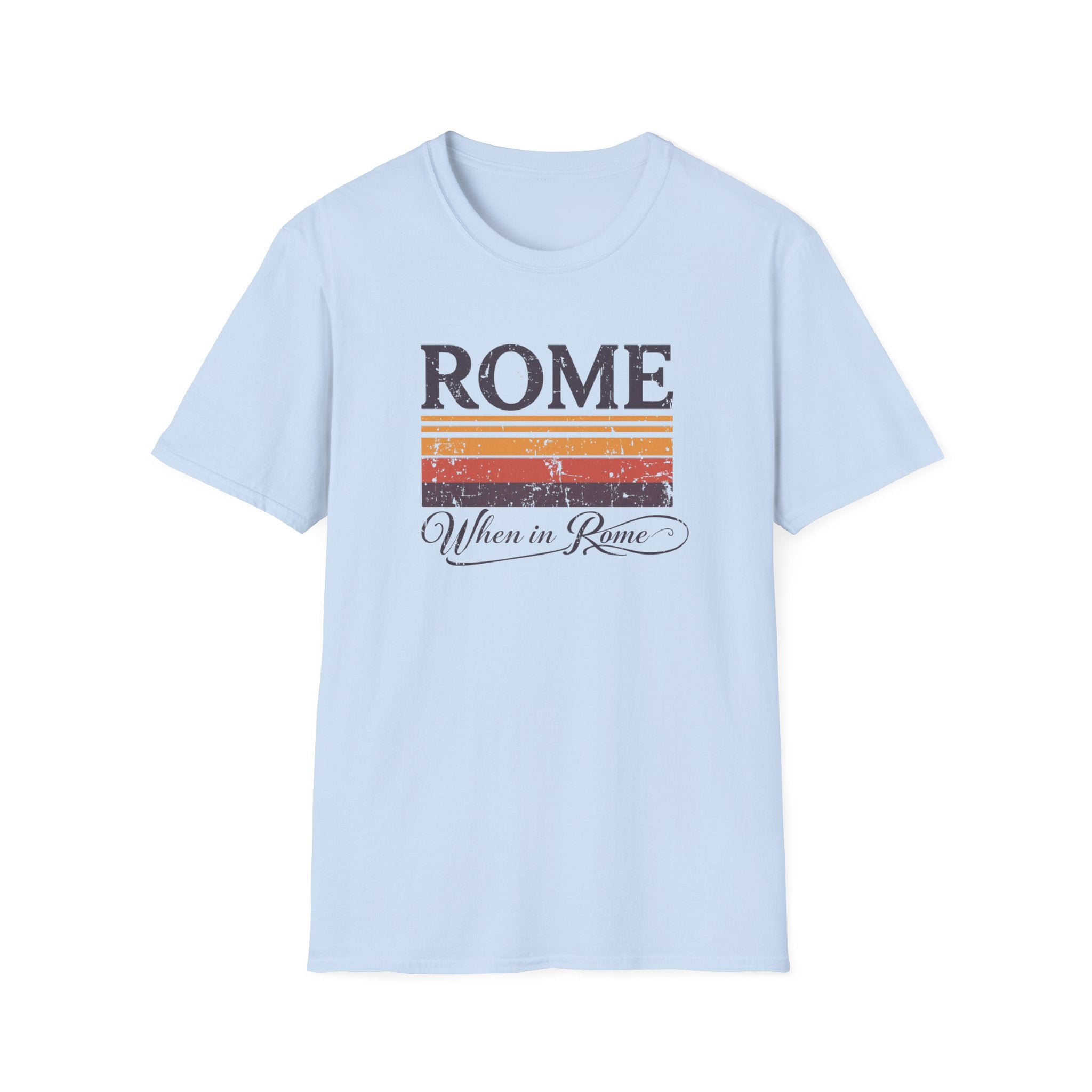 Rome Vintage Stripes T-Shirt — "When in Rome" Travel Tee