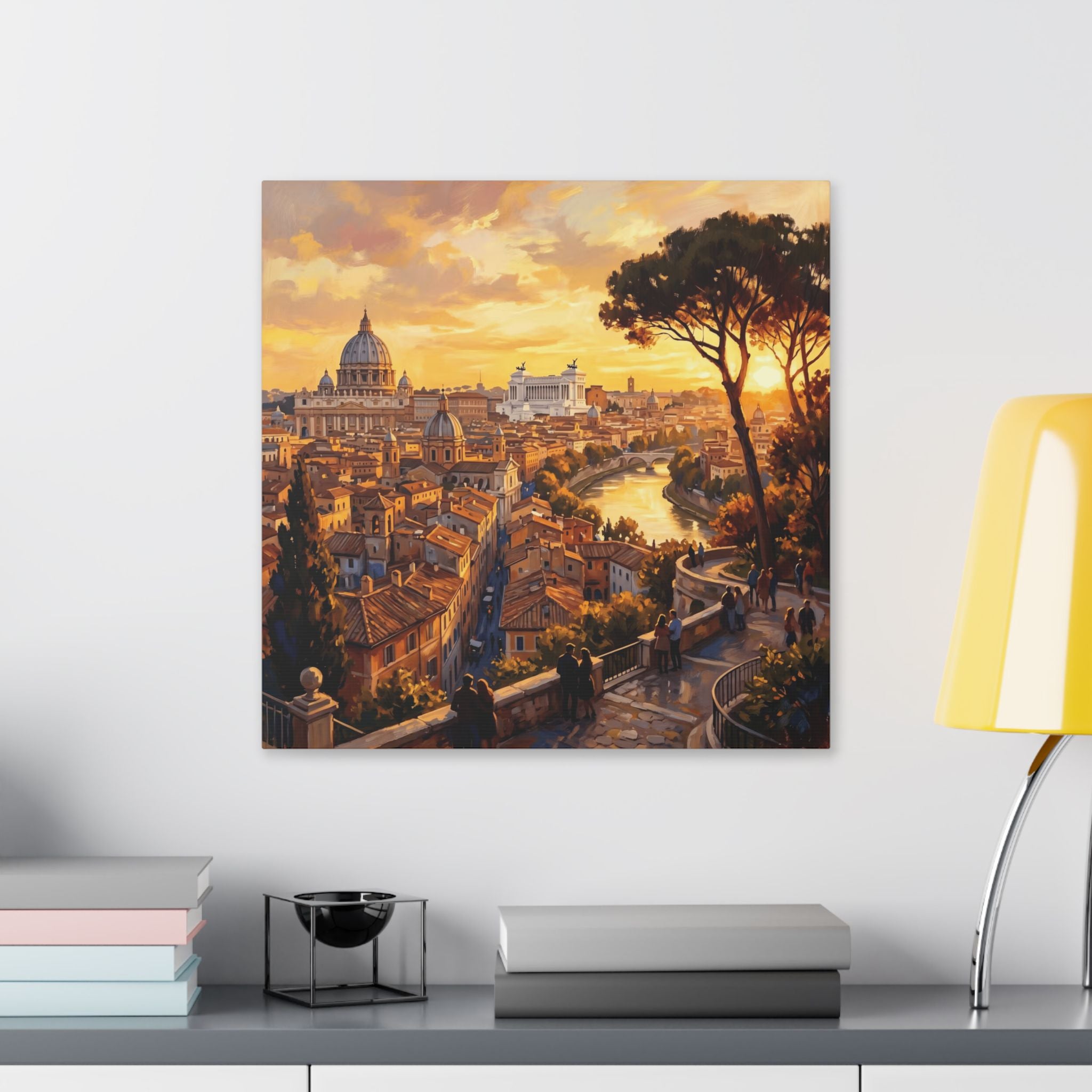 Rome Sunset Stretched Canvas – Scenic Cityscape Wall Art