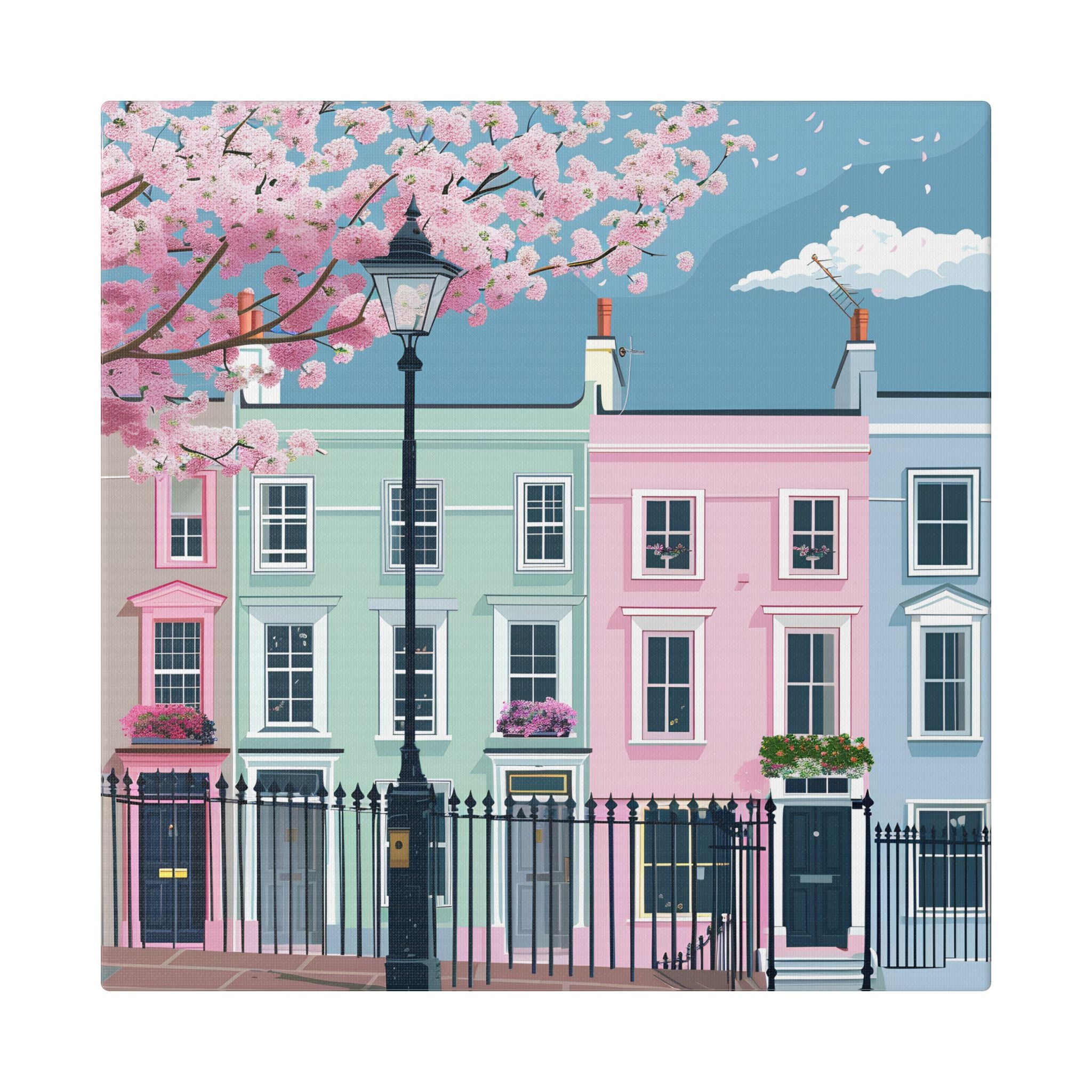 Pastel Row Houses London Canvas
