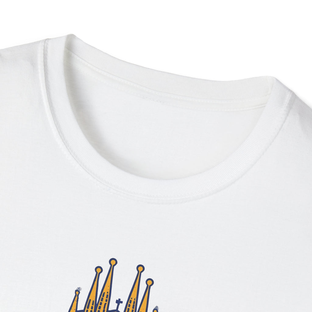 Barcelona Stadium and Sagrada Família Soccer T-Shirt | Football City Design