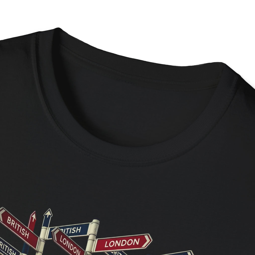 London Street Signs T-Shirt — Vintage Union Jack Directional Graphic