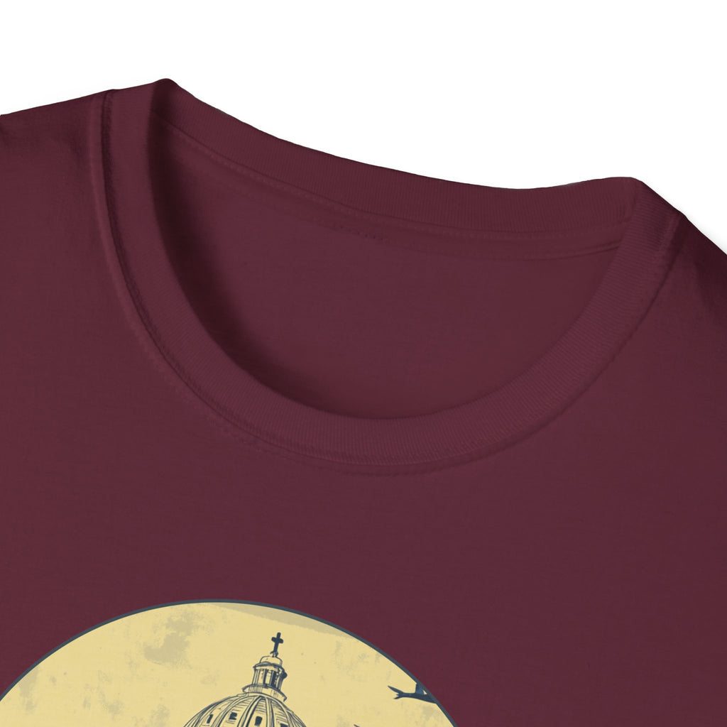 Rome skyline circle graphic T-Shirt | Vatican St. Peter dome vintage travel design