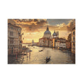 Venice Sunset Canal Canvas Print — Romantic Italian Cityscape Wall Art