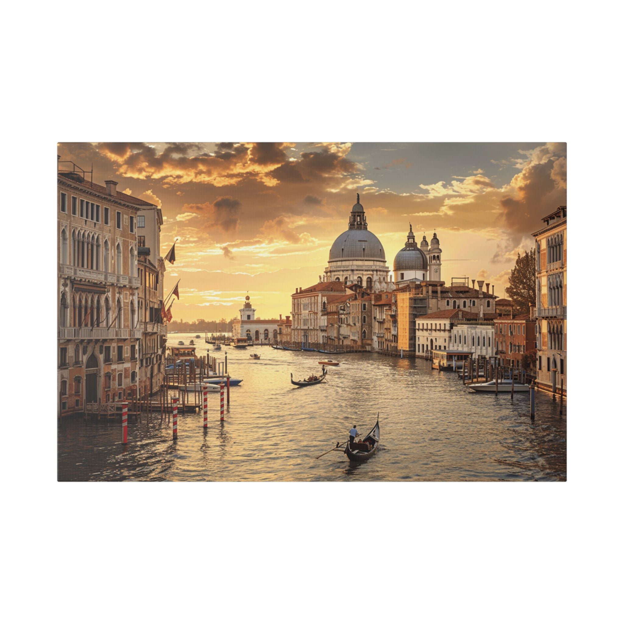 Venice Sunset Canal Canvas Print — Romantic Italian Cityscape Wall Art