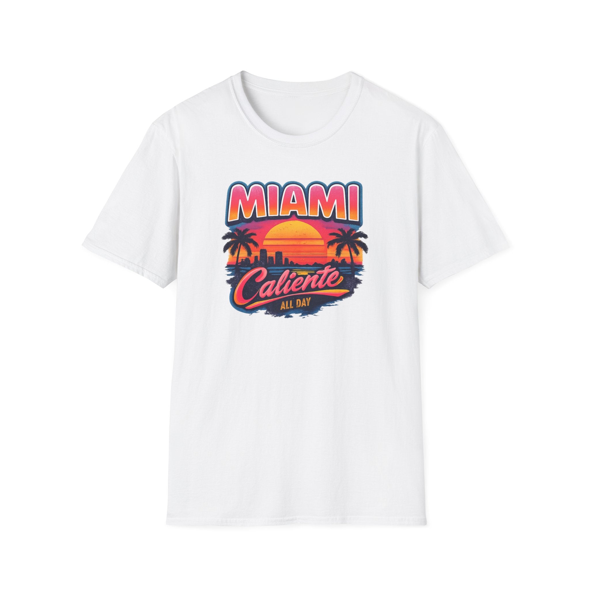 Miami Caliente Sunset T-Shirt — Vintage Palm Beach Vacation Tee