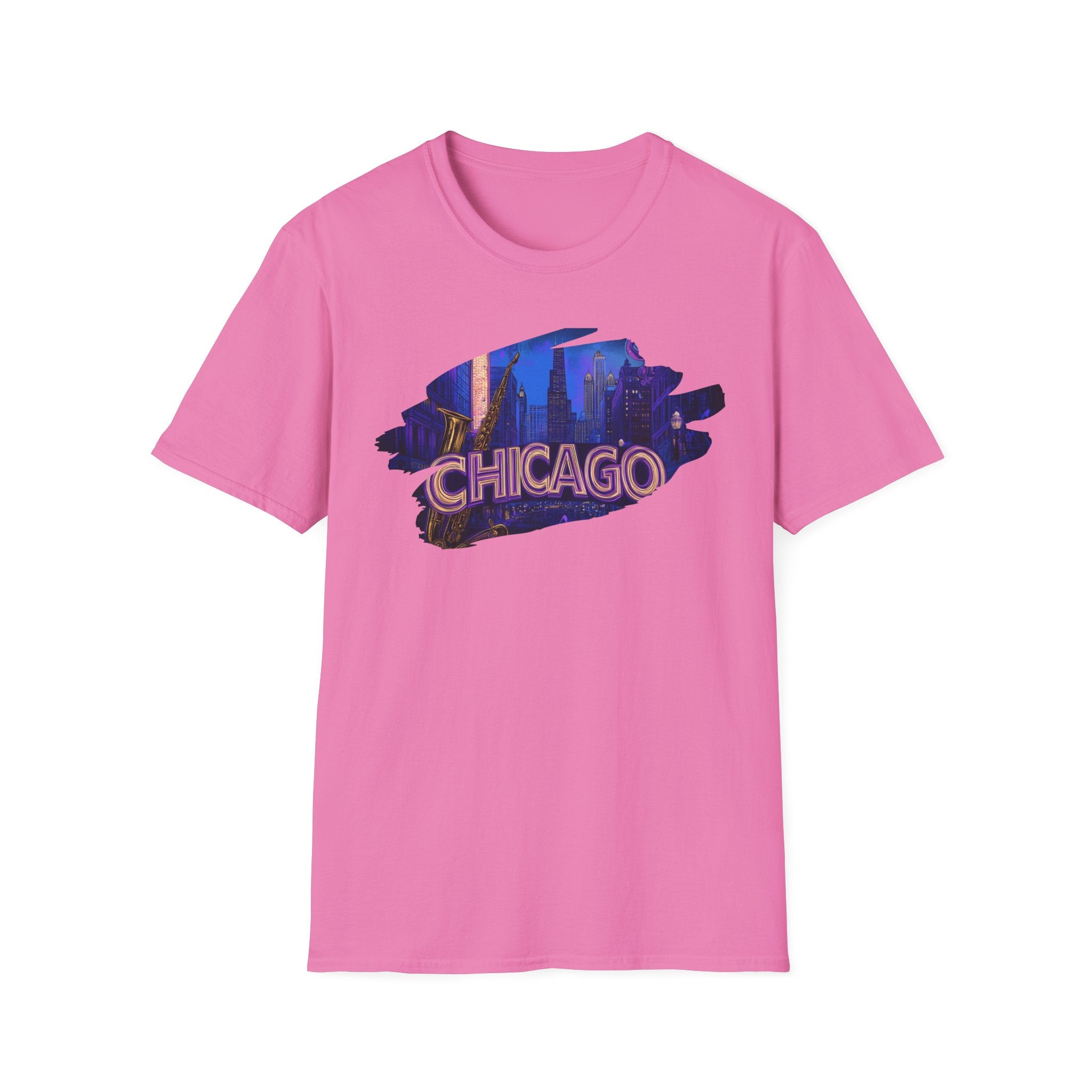 Chicago Neon Skyline T-Shirt | Cityscape Night Design
