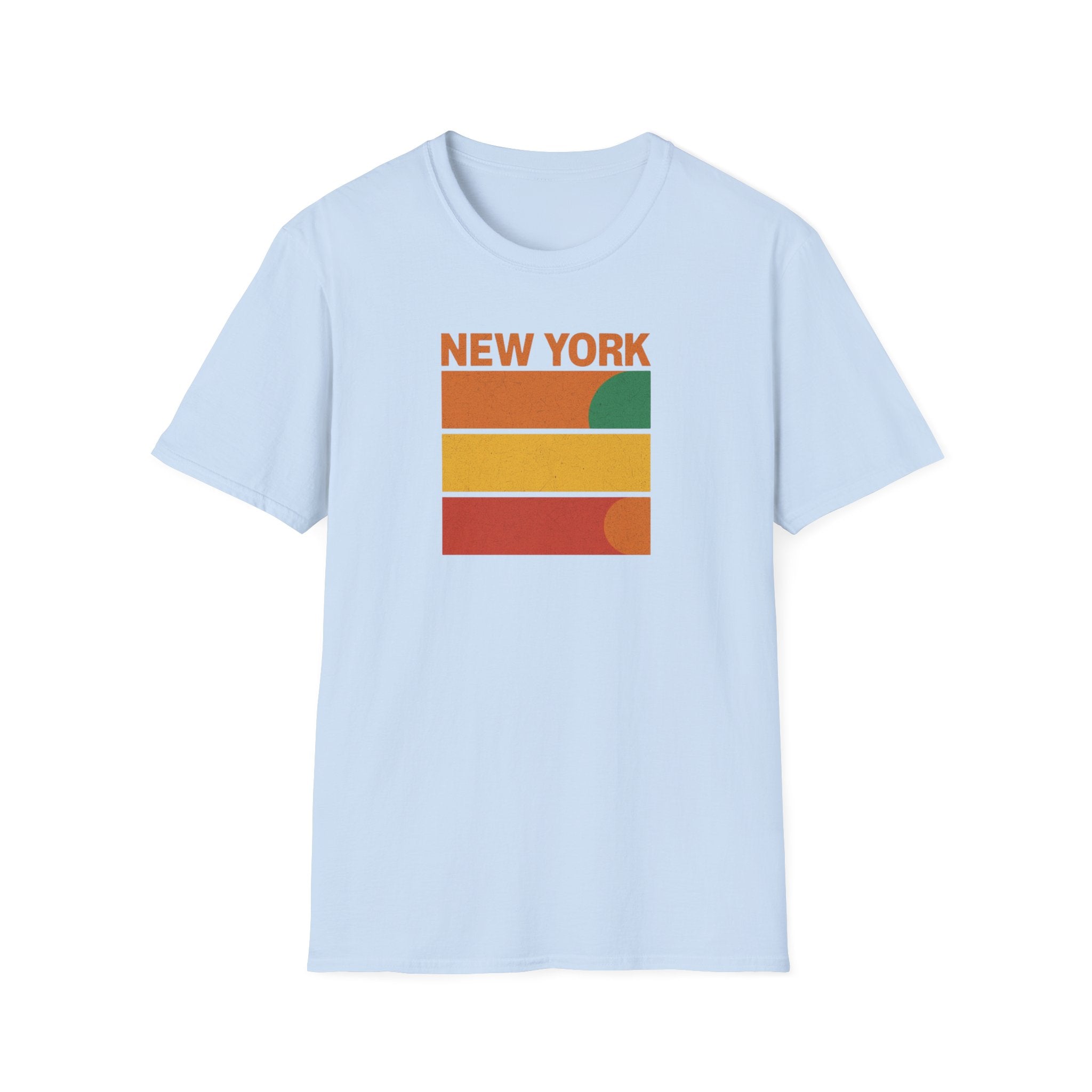 New York Sunset T-Shirt | Retro Stripes City Graphic