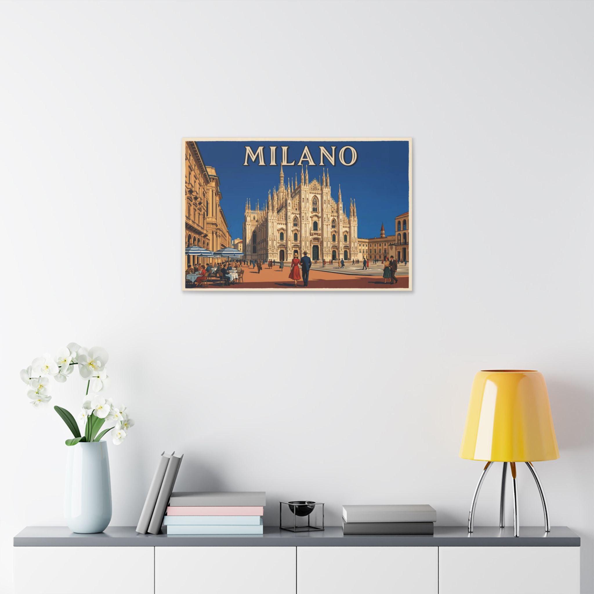 Milano Duomo Travel Canvas Print – Vintage Italian Poster Wall Art