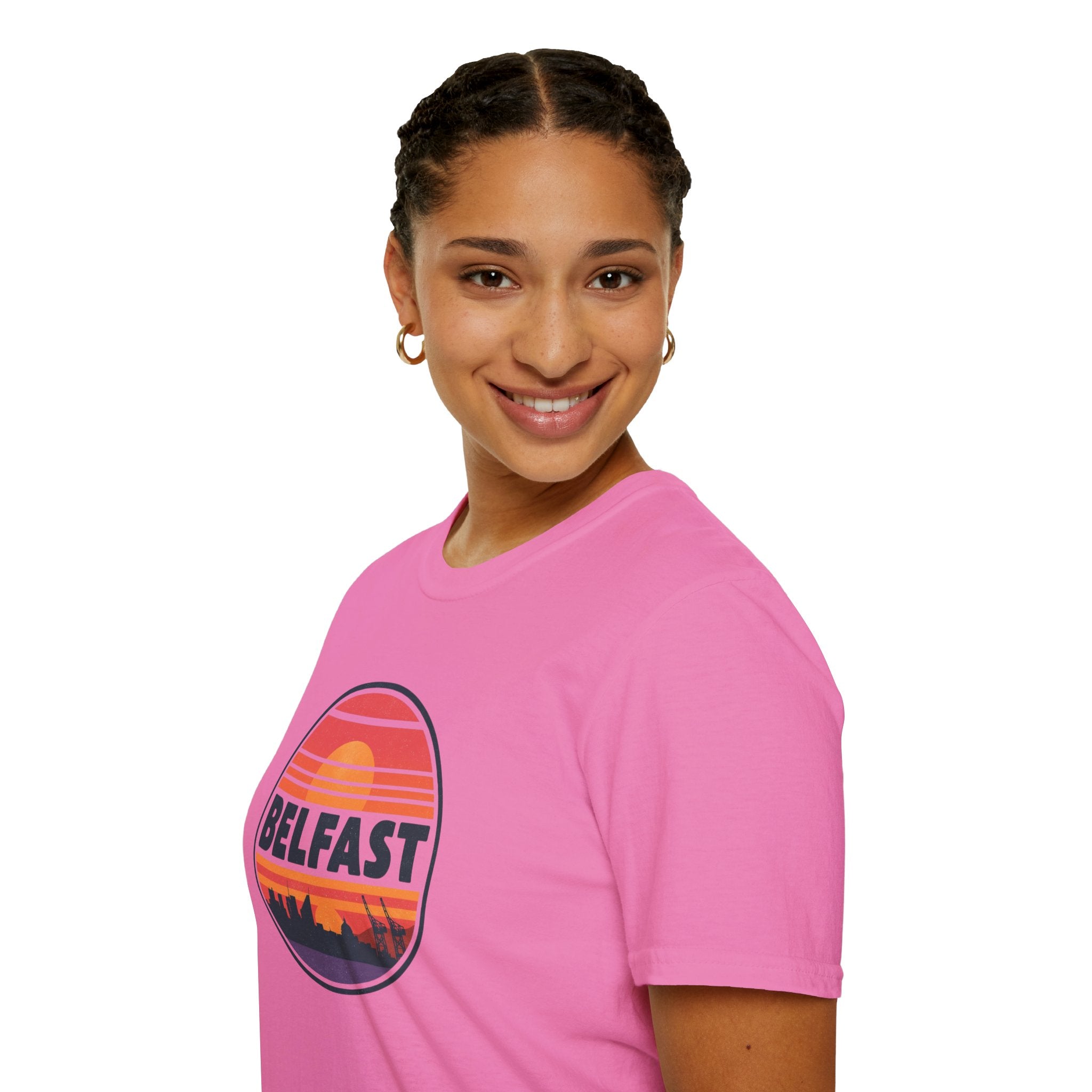 Belfast Sunset T-Shirt — Retro Skyline Graphic Tee