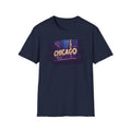 Chicago Neon Sign Brushstroke T-Shirt | City Skyline Typography