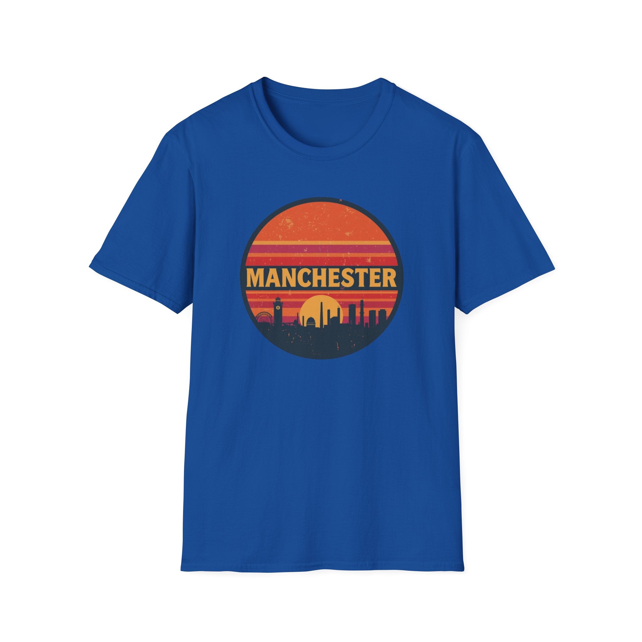 Manchester Sunset T-Shirt — Retro City Skyline Tee
