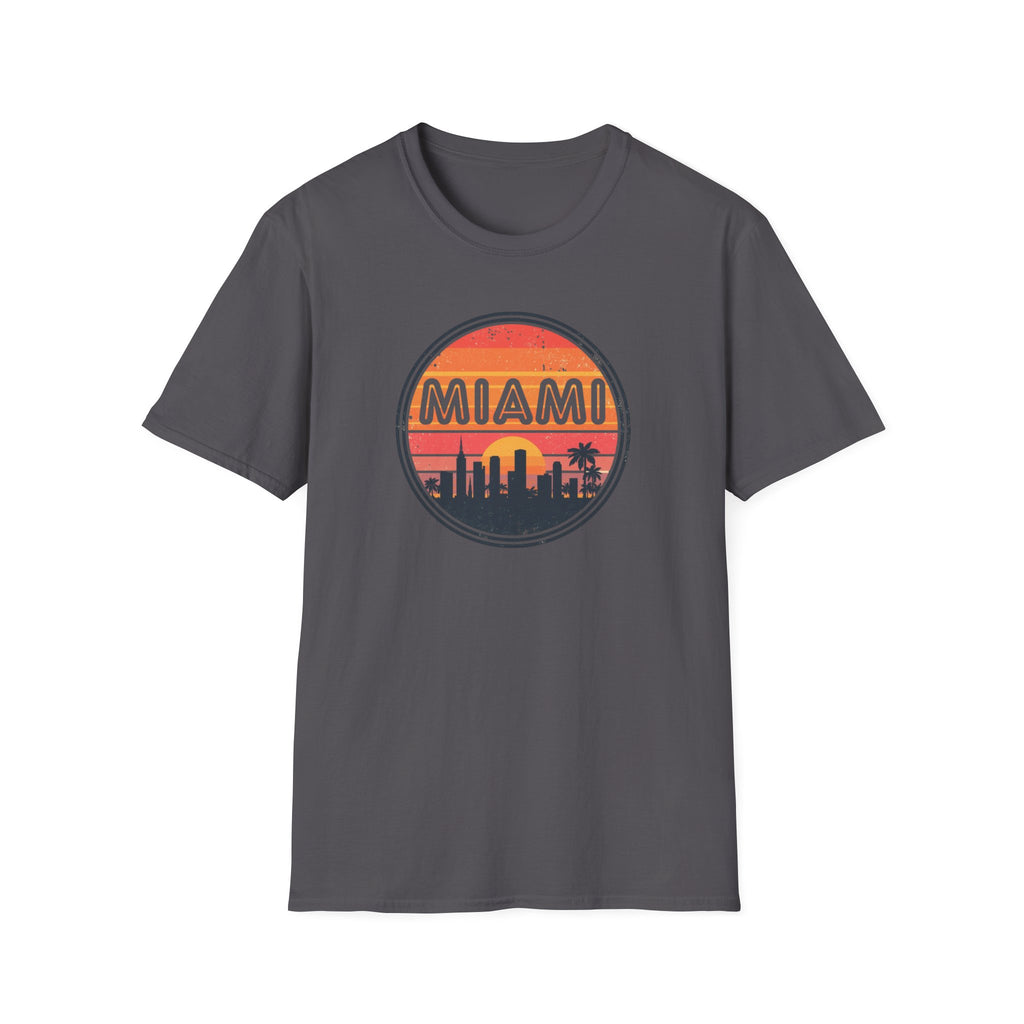 Miami Sunset T‑Shirt — Retro Beach Skyline Tee