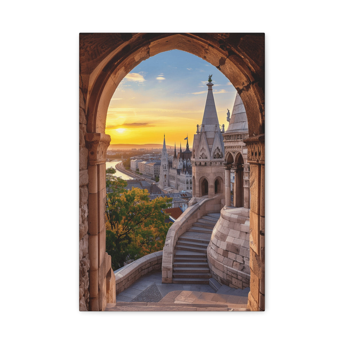 Budapest Fisherman's Bastion Sunset Canvas