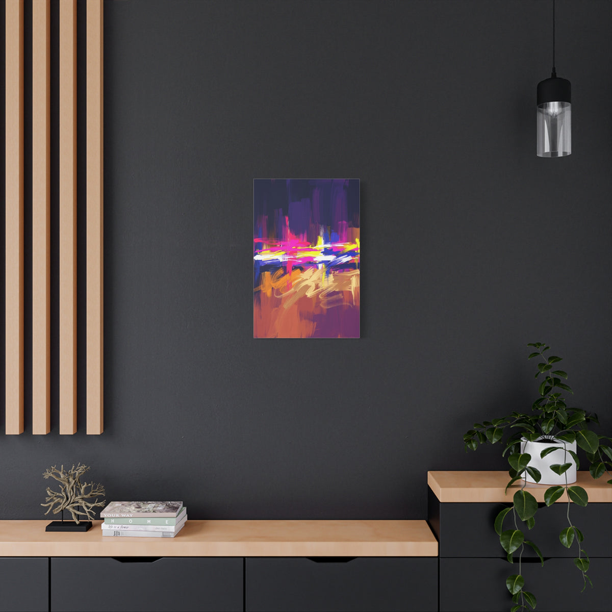 Abstract Neon Horizon inspired by Las Vegas and Mojave Desert contrast Canvas