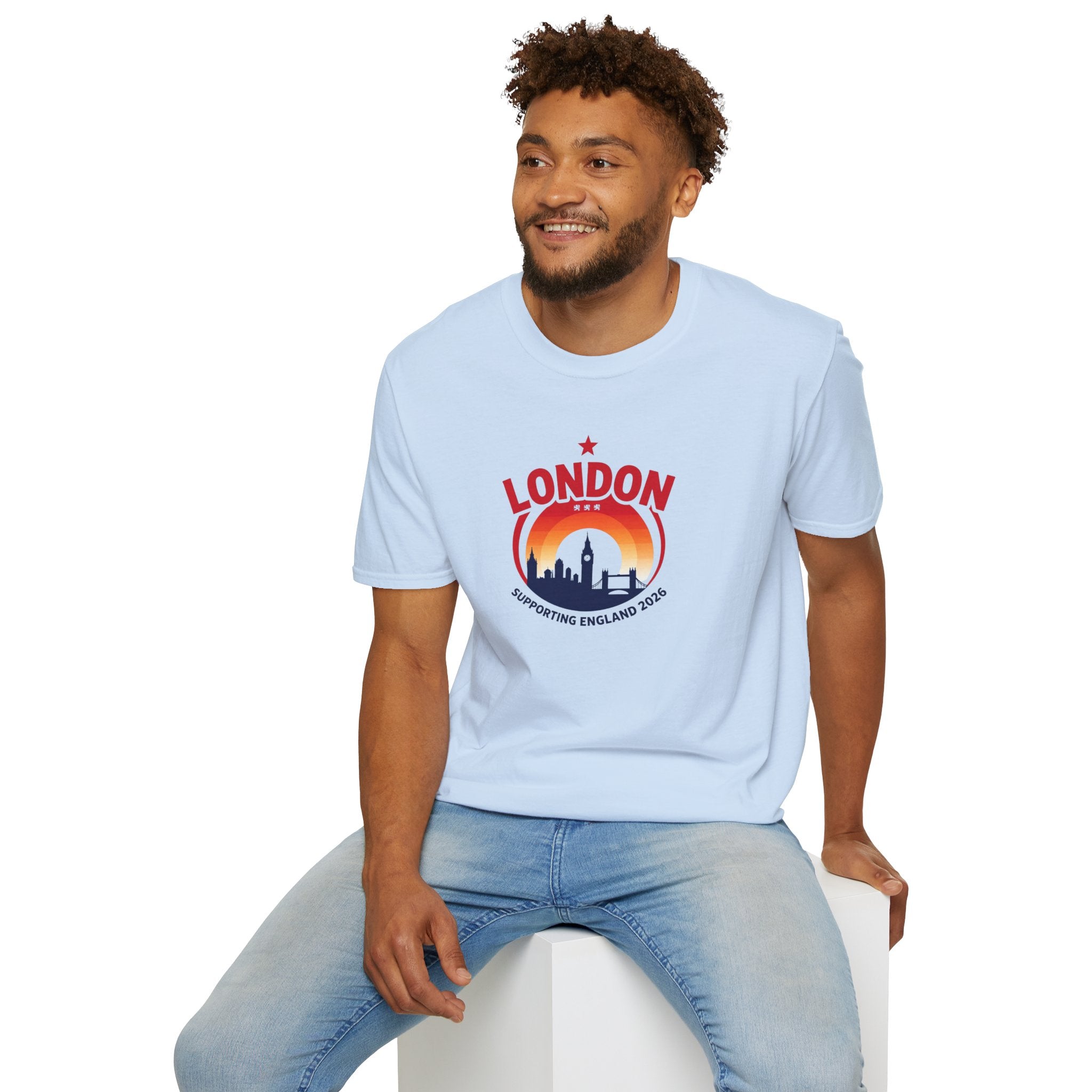 London Skyline World Cup 3 Lions T-Shirt — Supporting England 2026 Sunset Graphic