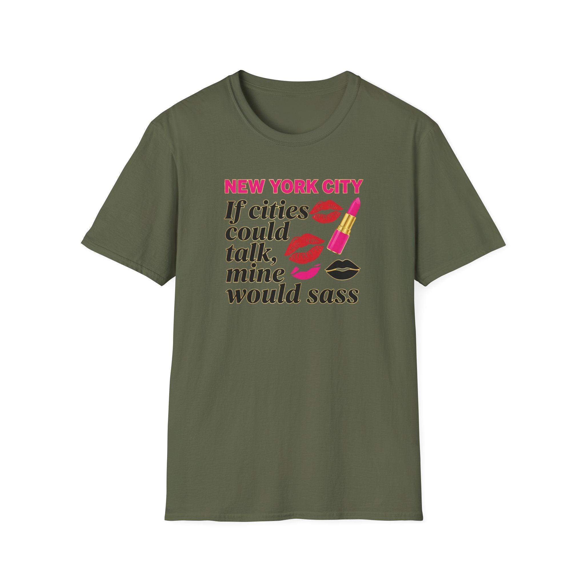 T-Shirt — "New York City: If cities could talk, mine would sass" Lipstick & Kiss Graphic