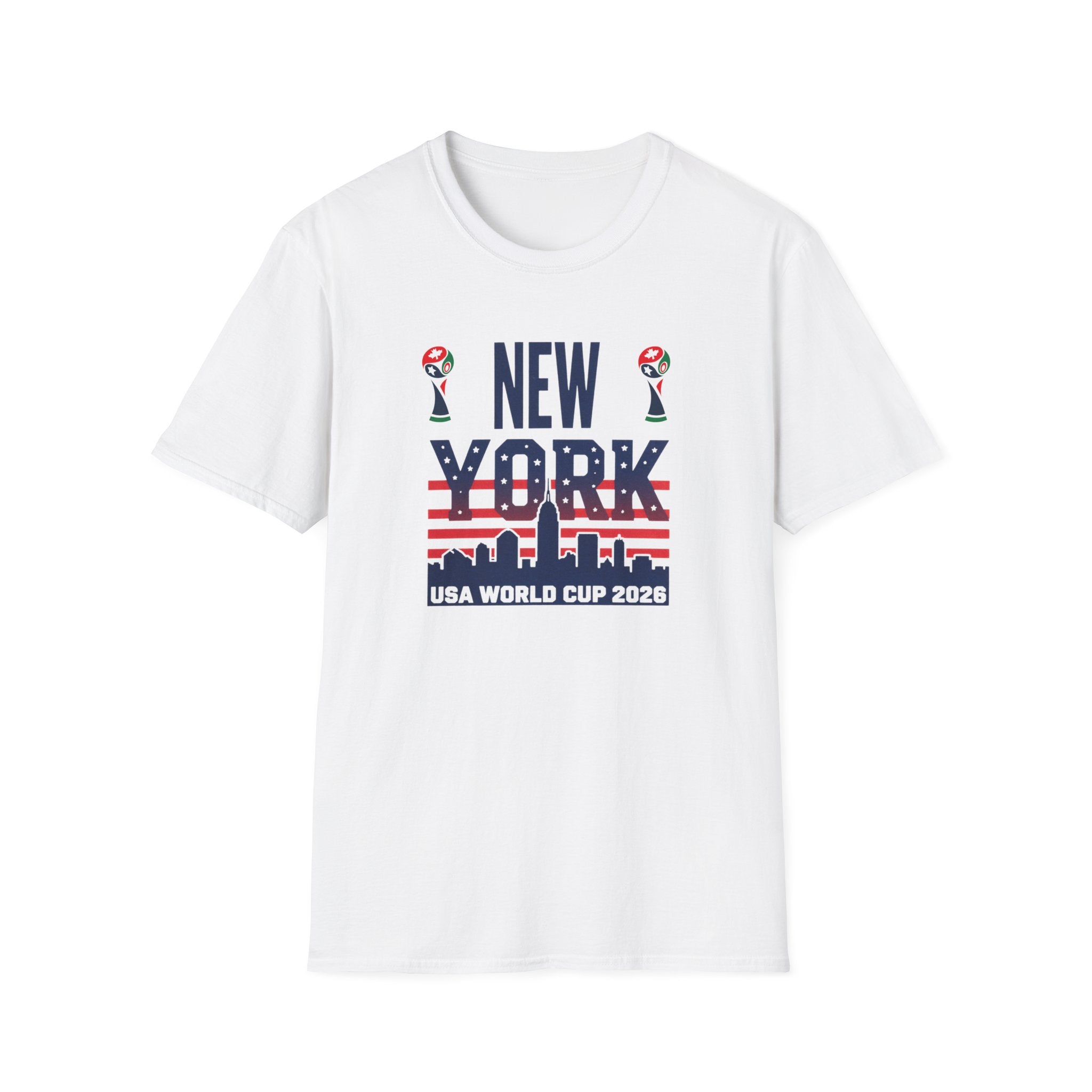 New York USA World Cup 2026 T-Shirt — American Flag Skyline Soccer Tee